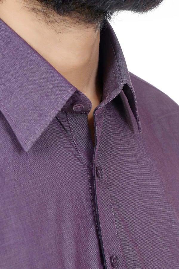 Shalwar Kameez With Collar Purple - Image 3