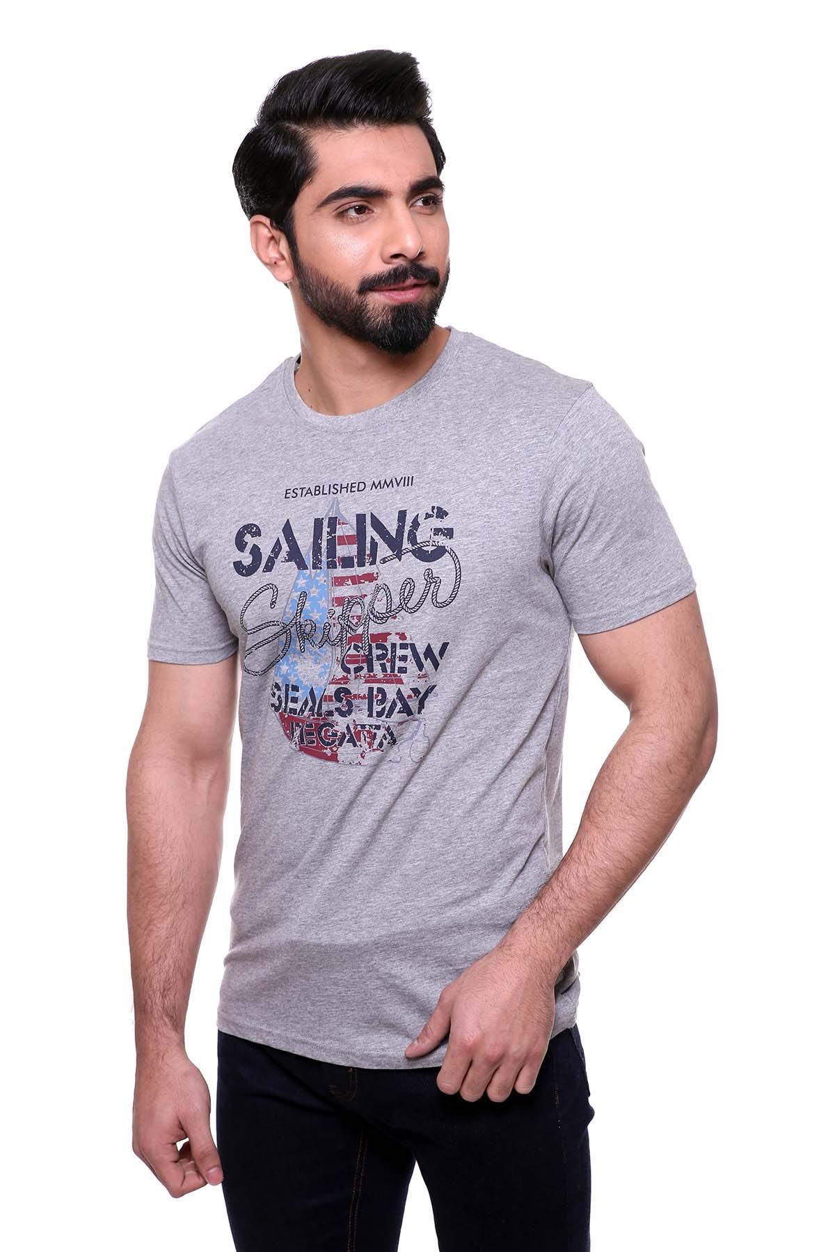 T SHIRT ROUND  NECK GREY - Image 3