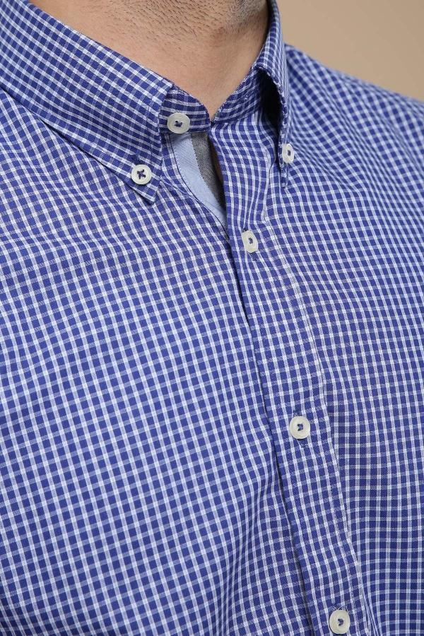 SEMI FORMAL SHIRT BUTTON DOWN FULL SLEEVE NAVY BLUE - Image 3