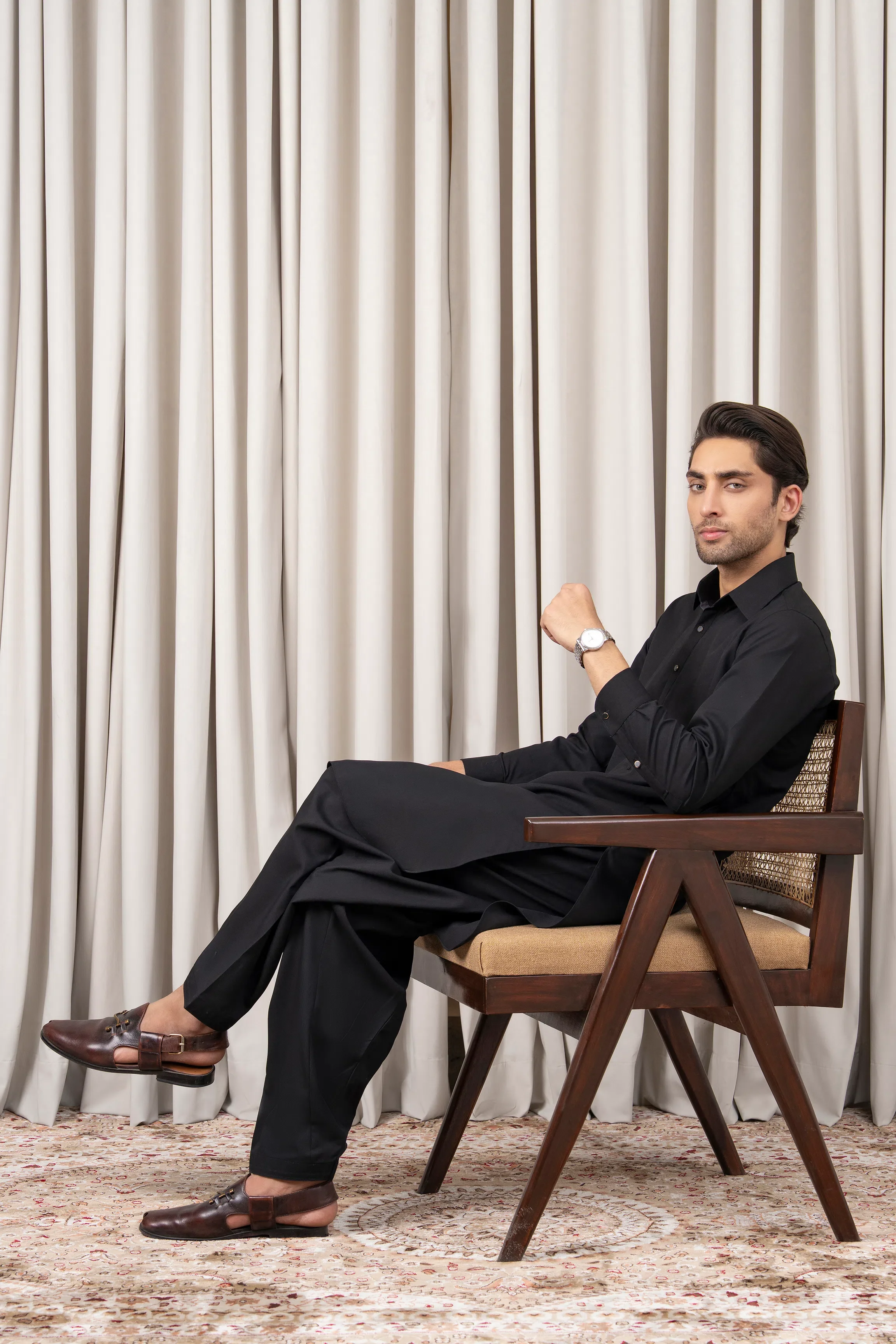 BLENDED KAMEEZ SHALWAR - SIGNATURE COLLECTION BLACK - Image 3