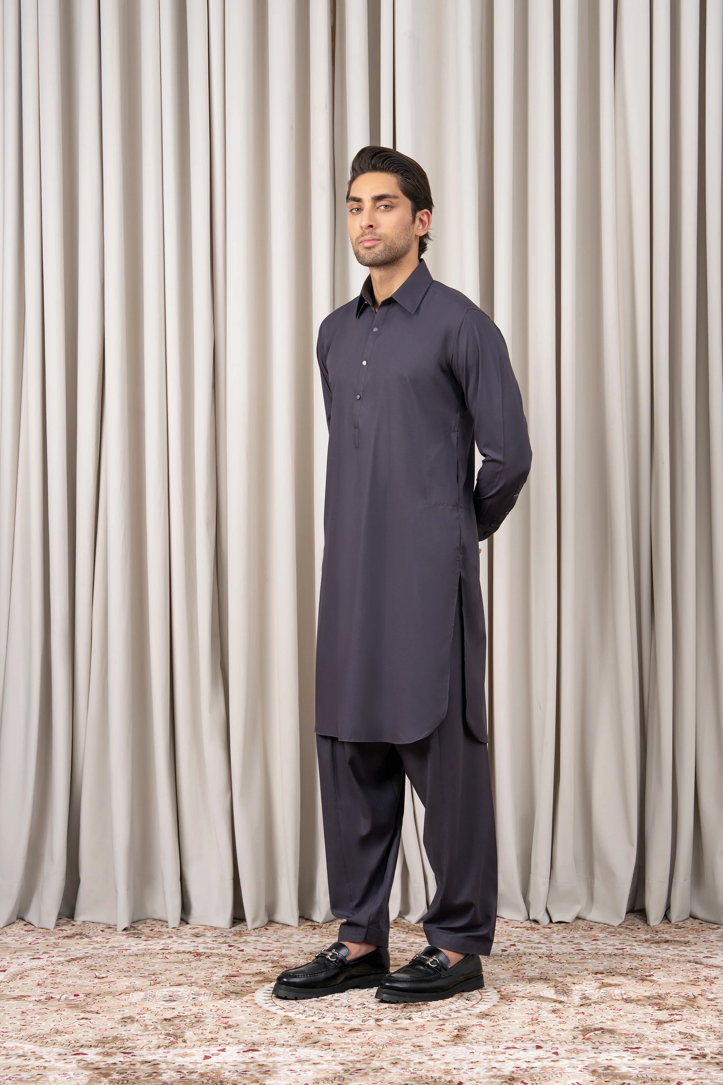 BLENDED KAMEEZ SHALWAR - SIGNATURE COLLECTION MID GREY - Image 3