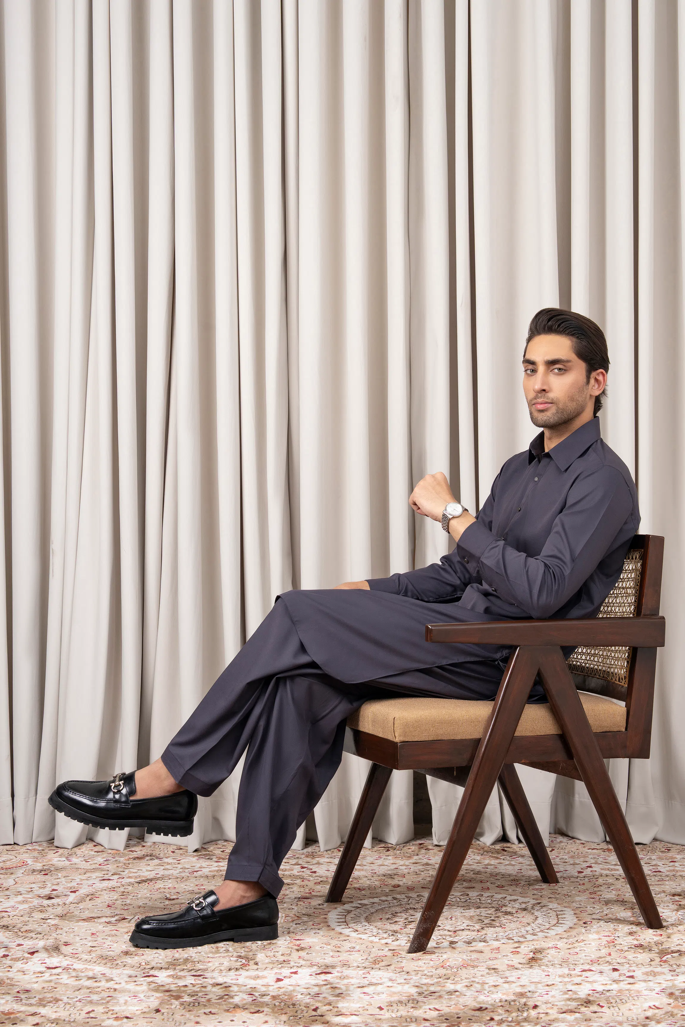 BLENDED KAMEEZ SHALWAR - SIGNATURE COLLECTION MID GREY - Image 4