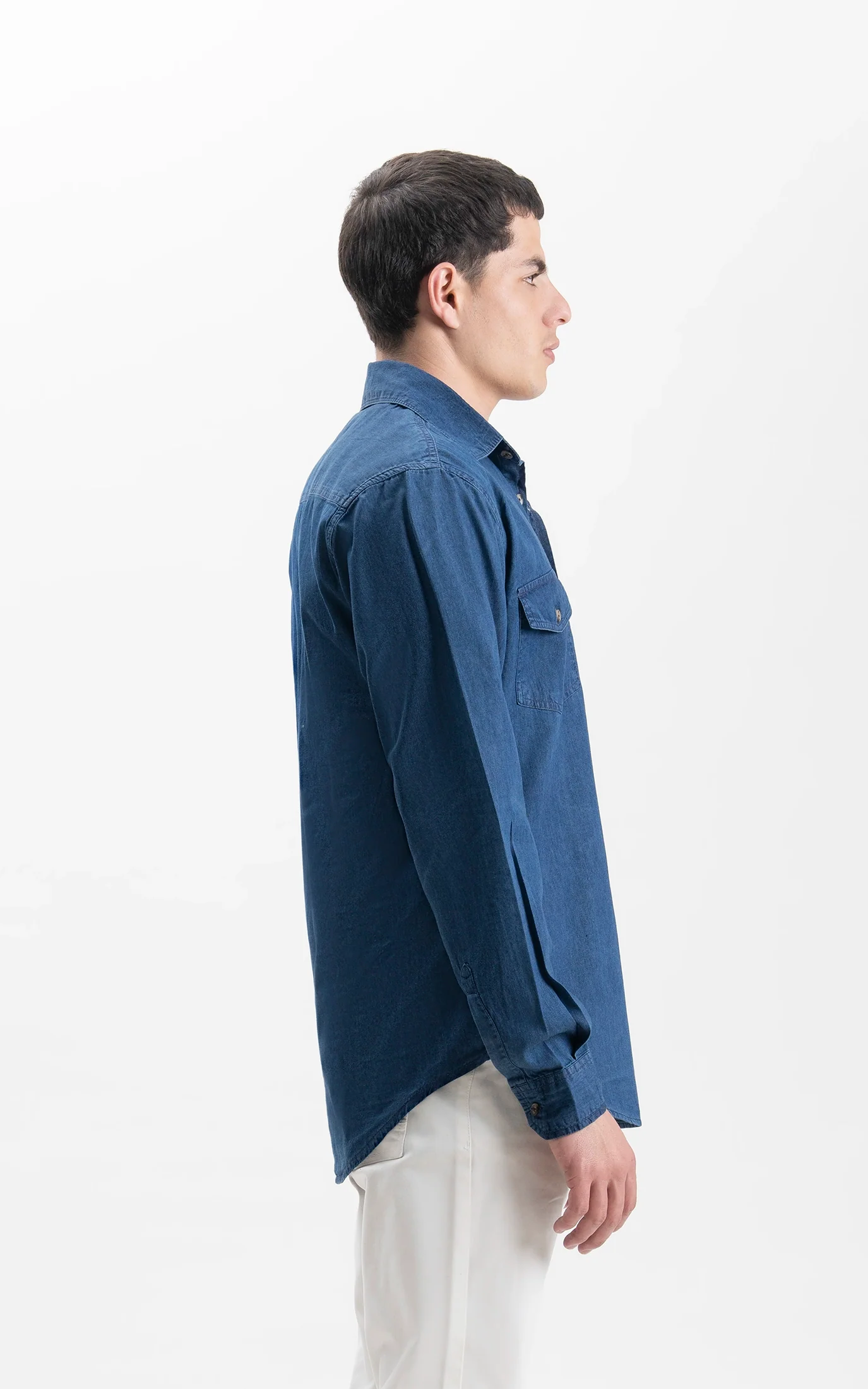 SMART FIT DENIM CASUAL SHIRT  DARK BLUE - Image 4