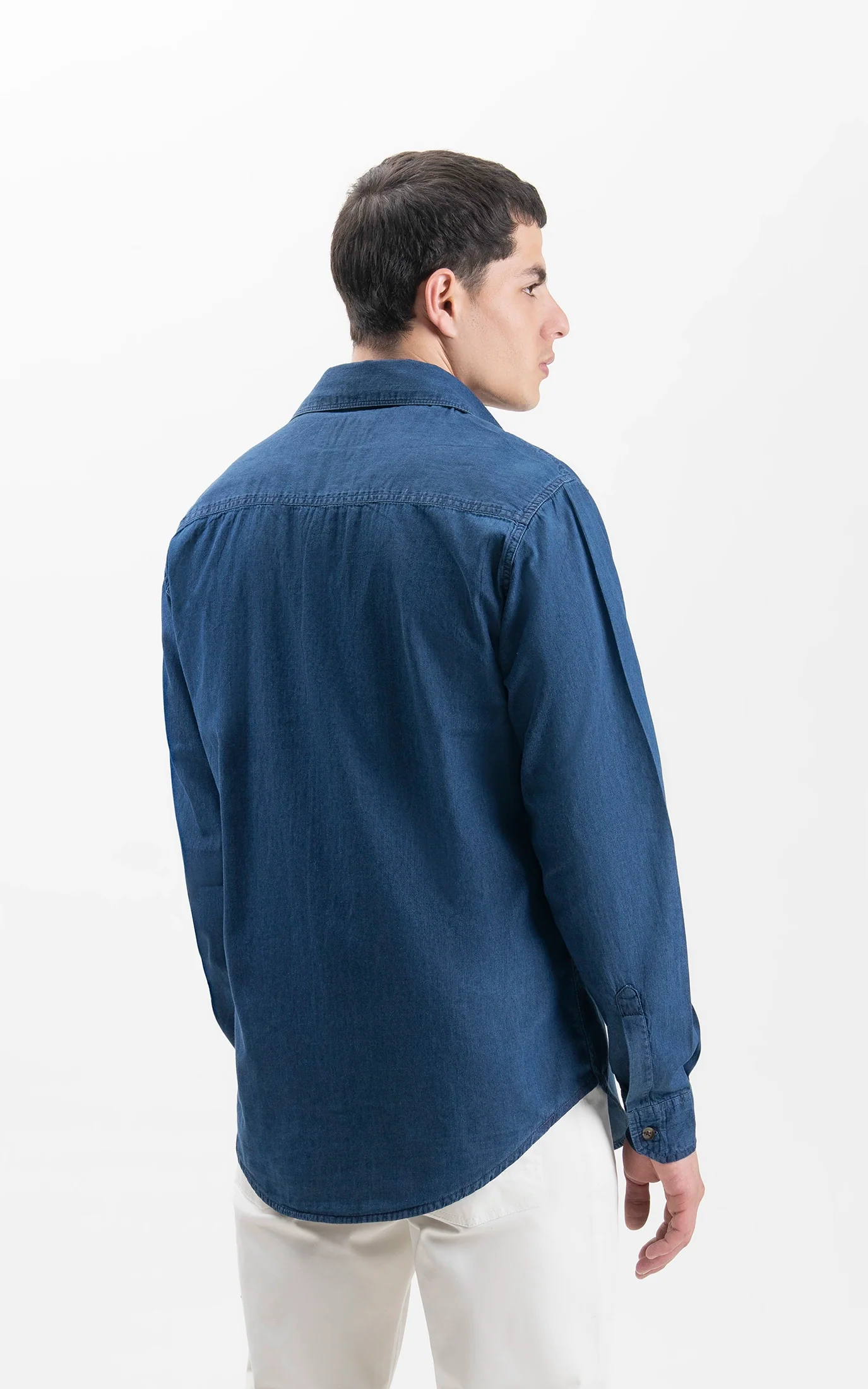 SMART FIT DENIM CASUAL SHIRT  DARK BLUE - Image 5