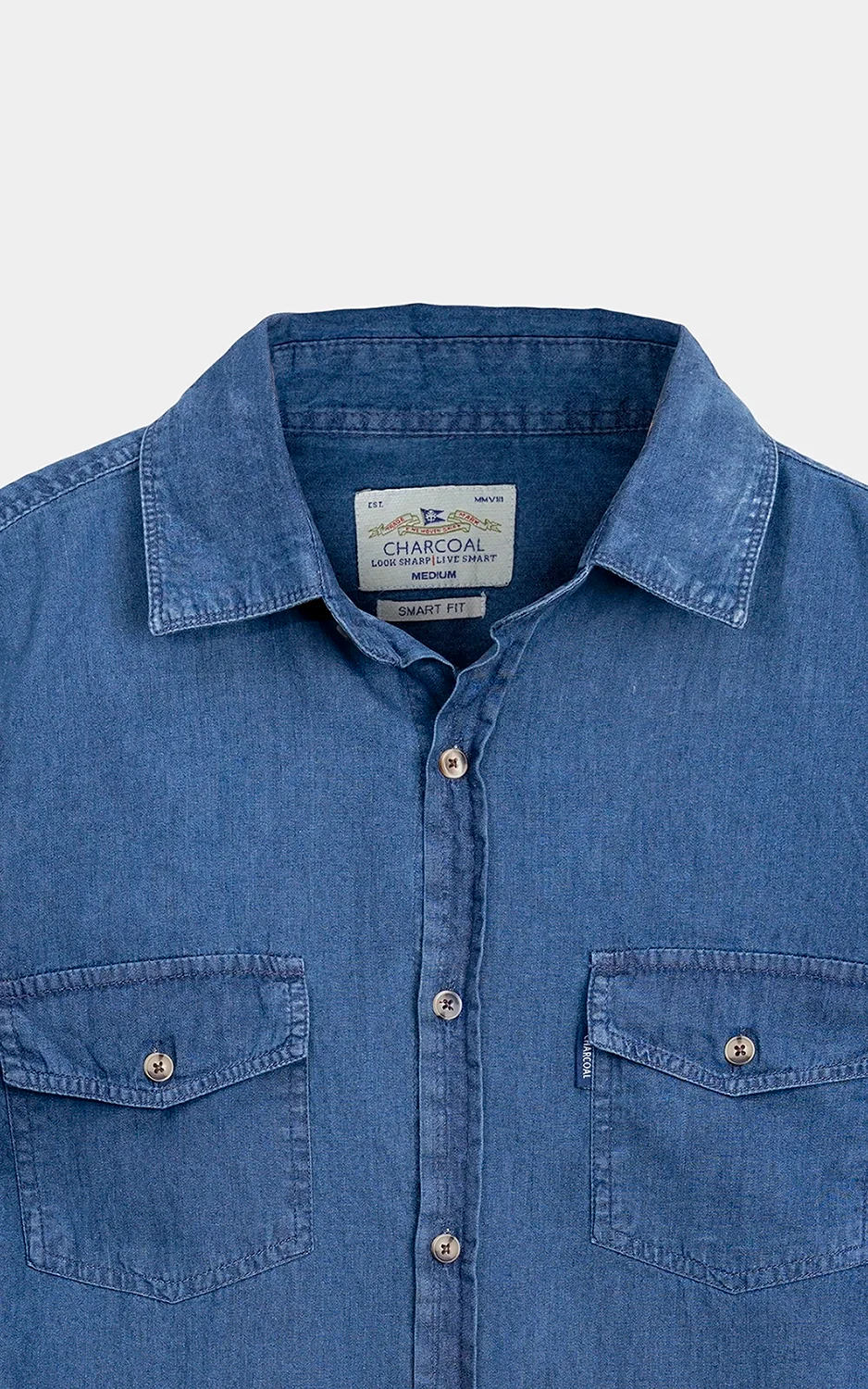 SMART FIT DENIM CASUAL SHIRT  DARK BLUE - Image 7