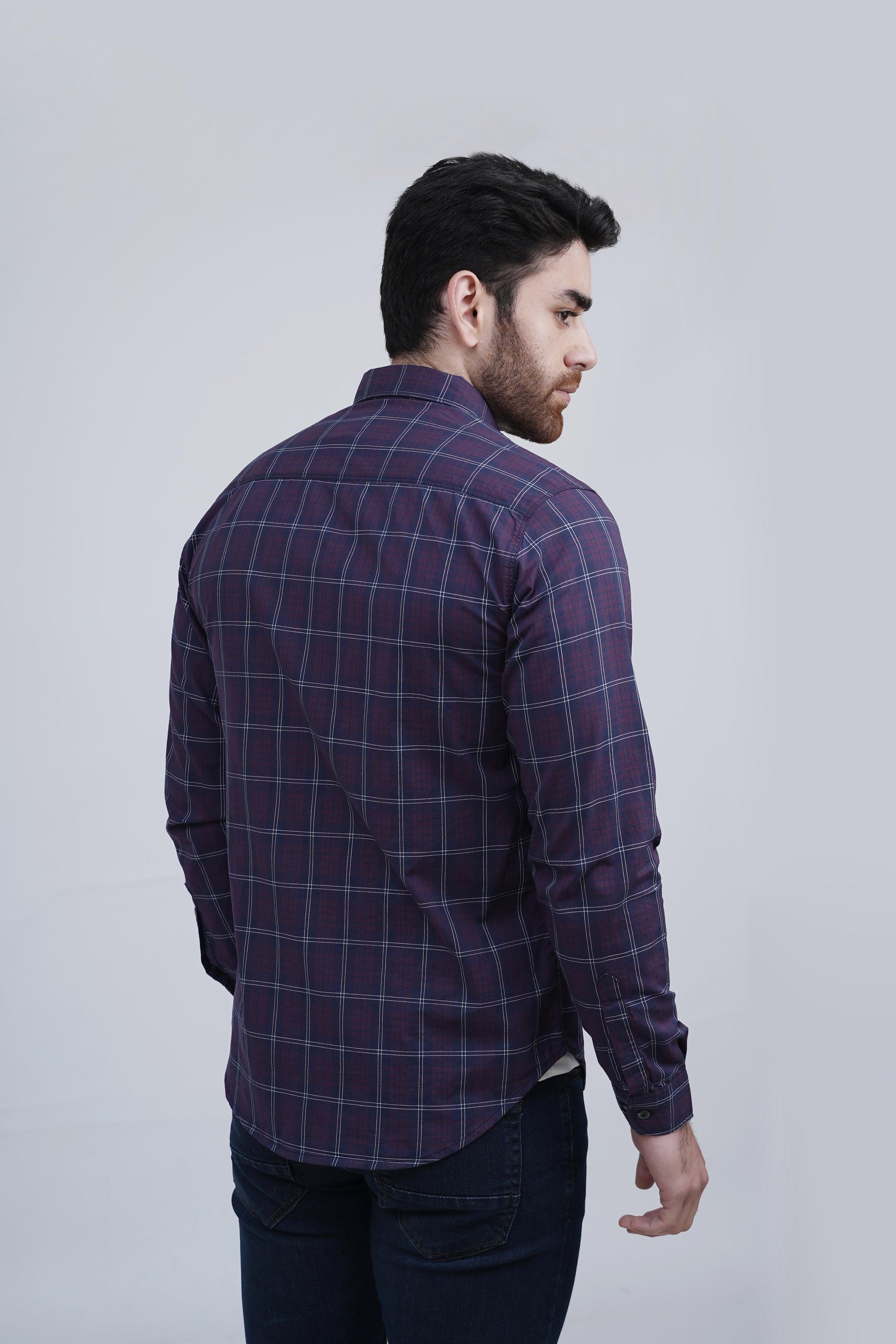 CASUAL SHIRT MAROON CHECK - Image 3
