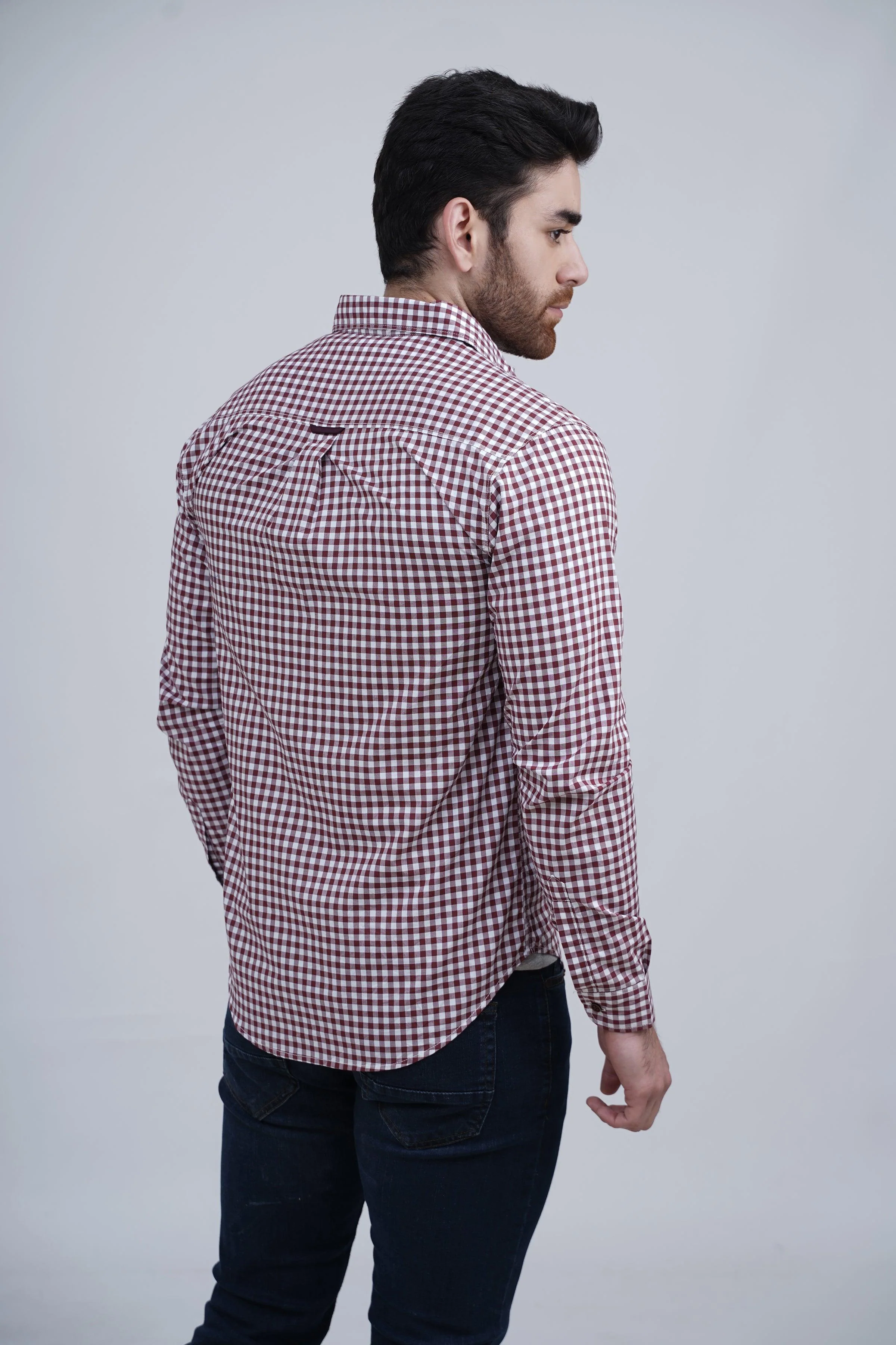 CASUAL SHIRT MAROON CHECK - Image 4