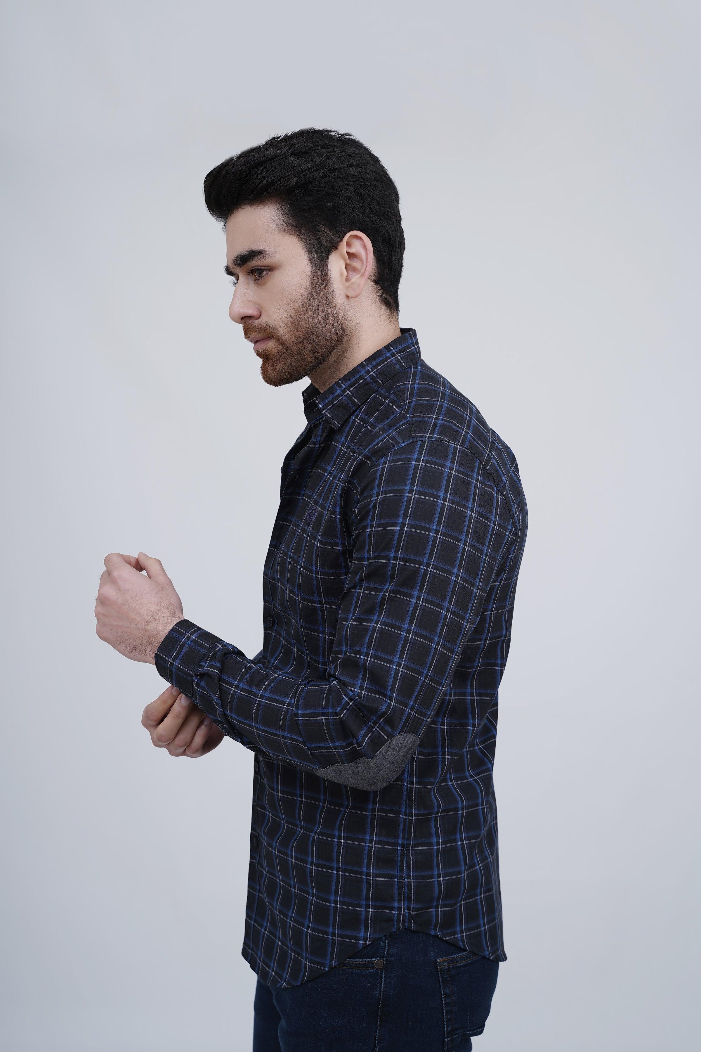 CASUAL SHIRT NAVY CHECK - Image 3