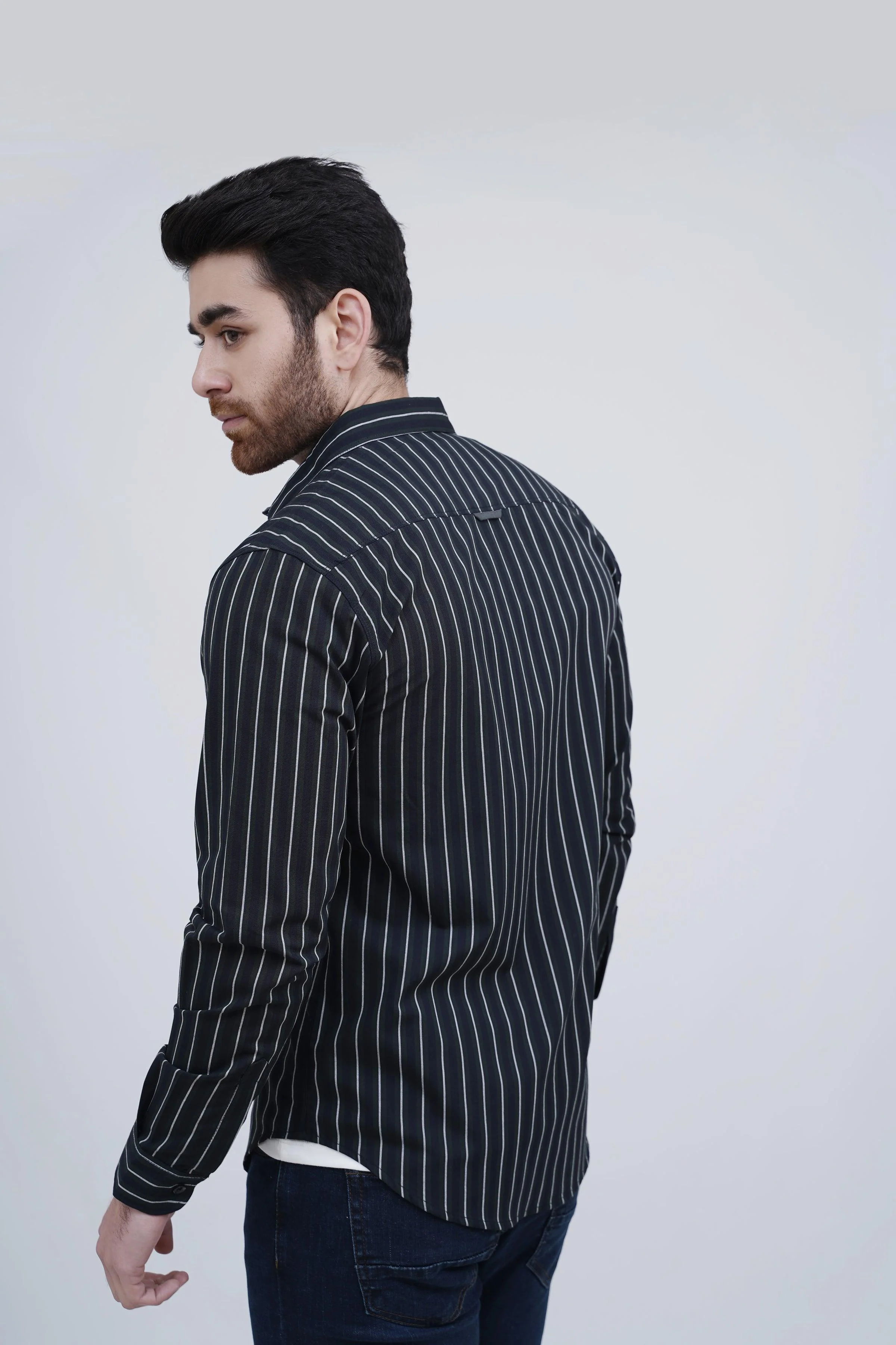 CASUAL SHIRT NAVY WHITE - Image 3