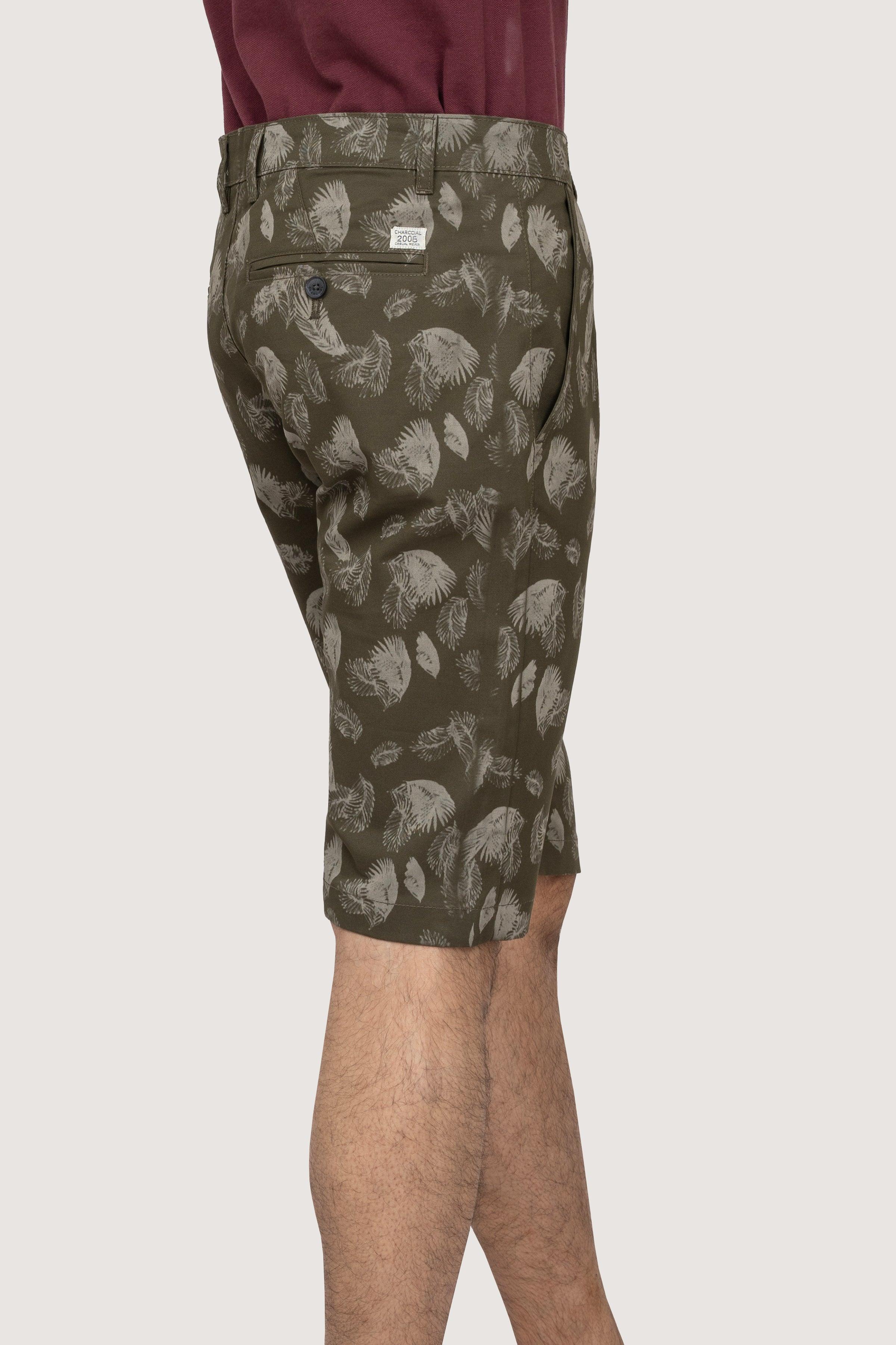 CROSS POCEKT PRINTED REGULAR FIT SHORTS OLIVE - Image 3