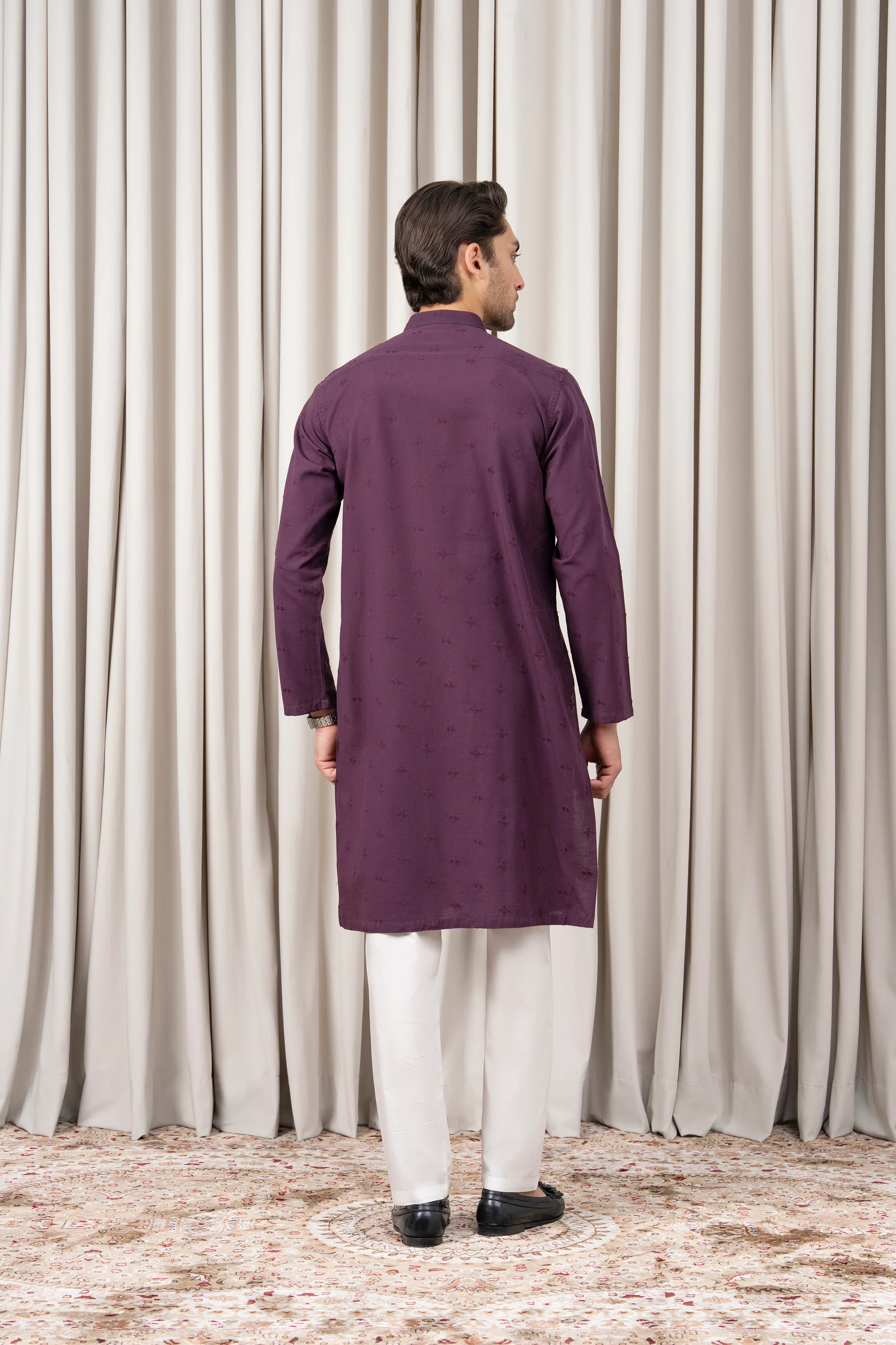 EMBROIDERED KURTA - SIGNATURE COLLECTION PLUM - Image 4