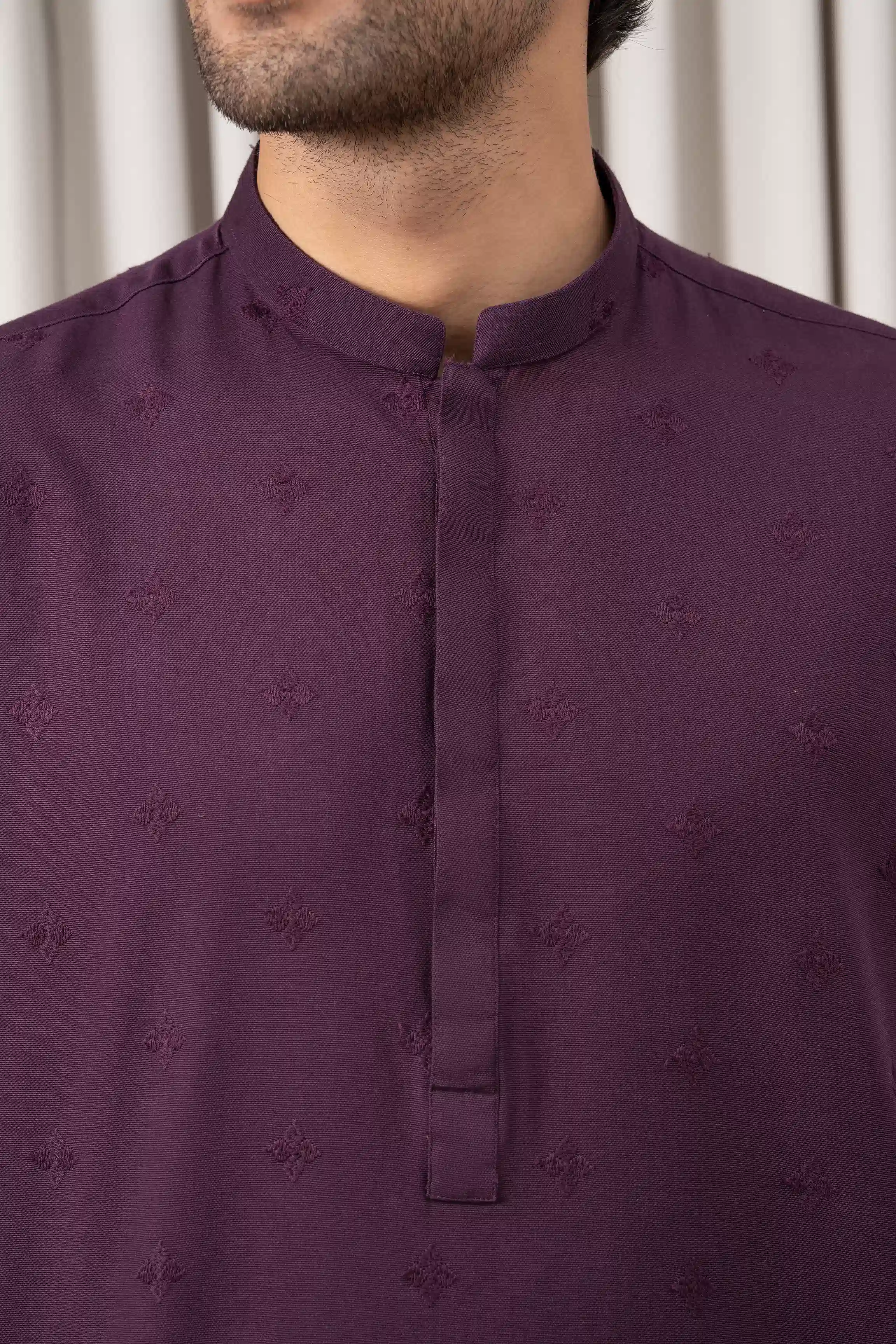 EMBROIDERED KURTA - SIGNATURE COLLECTION PLUM - Image 6