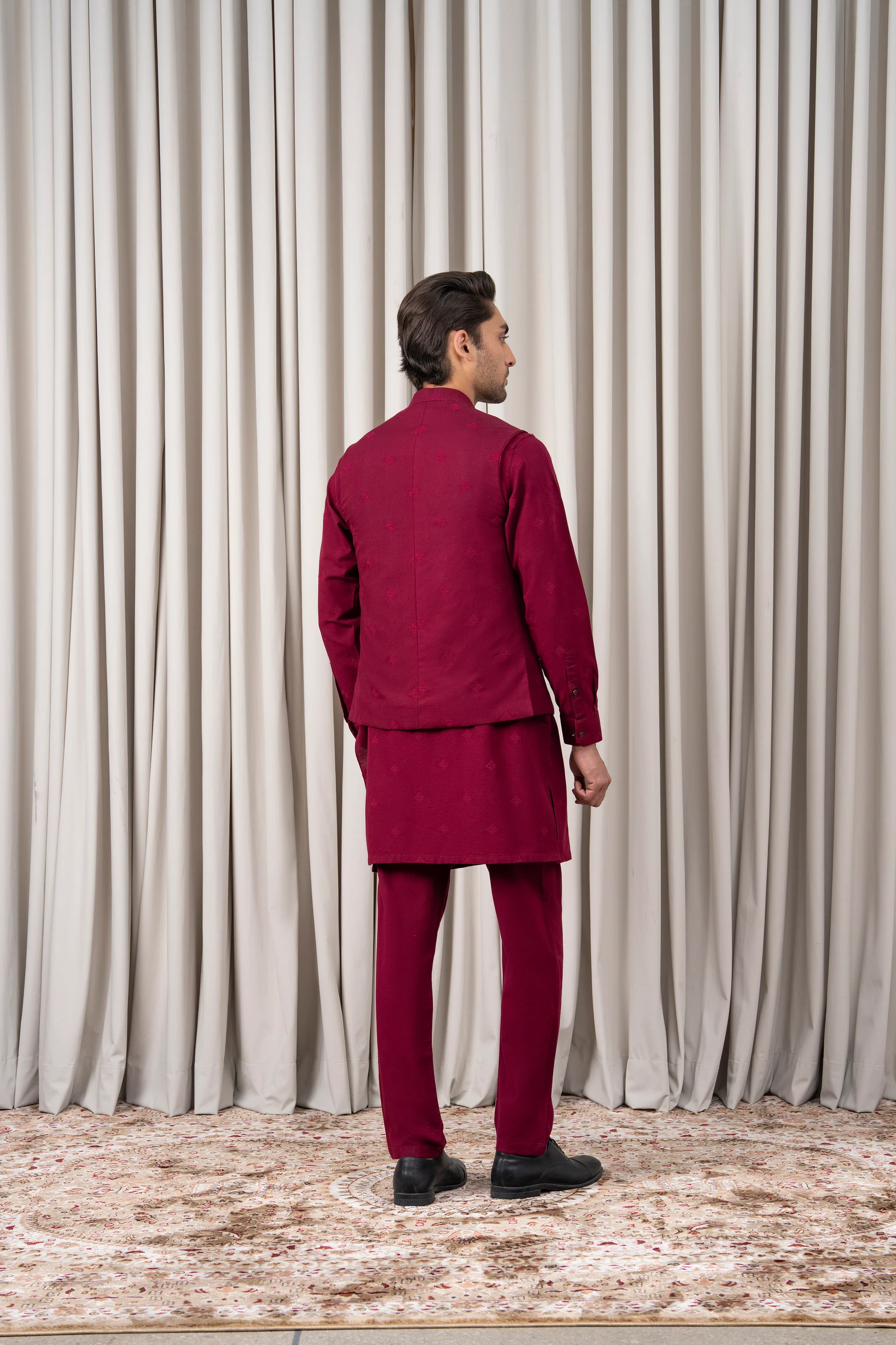 EMBROIDERED WAISTCOAT | PREMIUM COLLECTION MAROON - Image 5