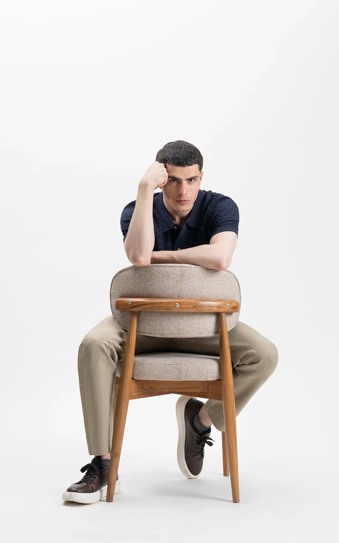 HALF SLEEVES SWEATER KNIT SHIRT NAVY - Image 3