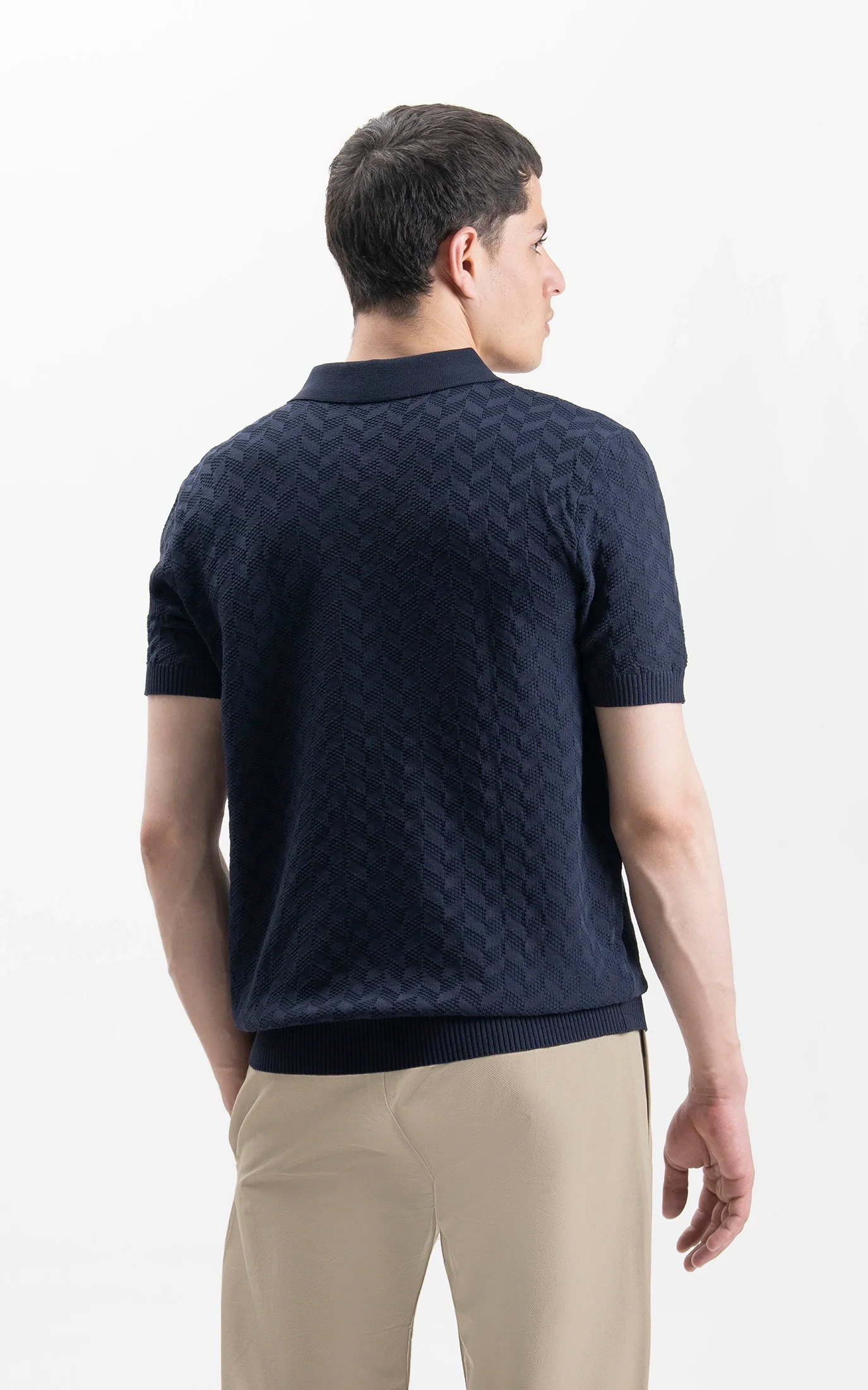 HALF SLEEVES SWEATER KNIT SHIRT NAVY - Image 5