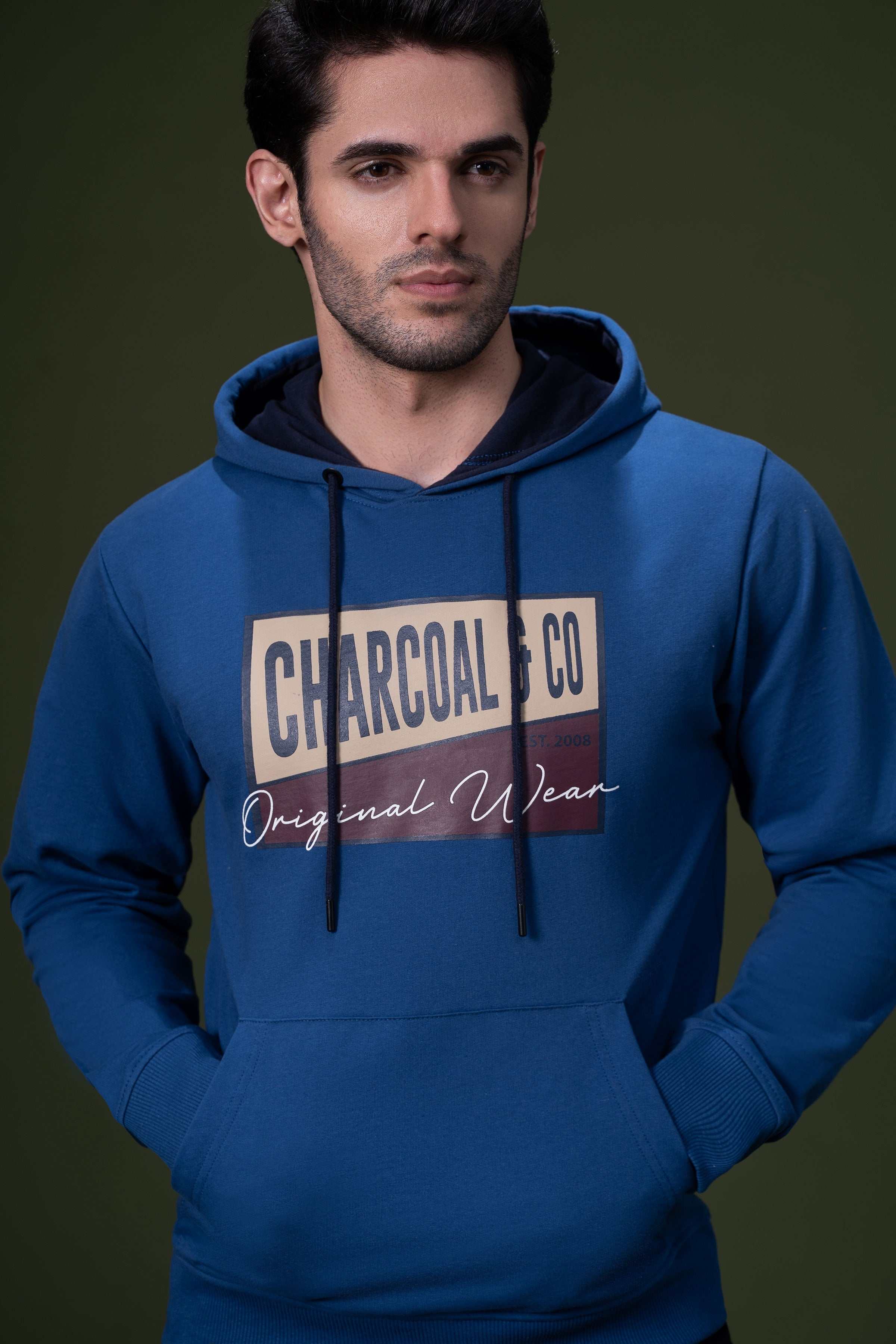 KANGROO POCKET HOODIE ROYAL BLUE - Image 4