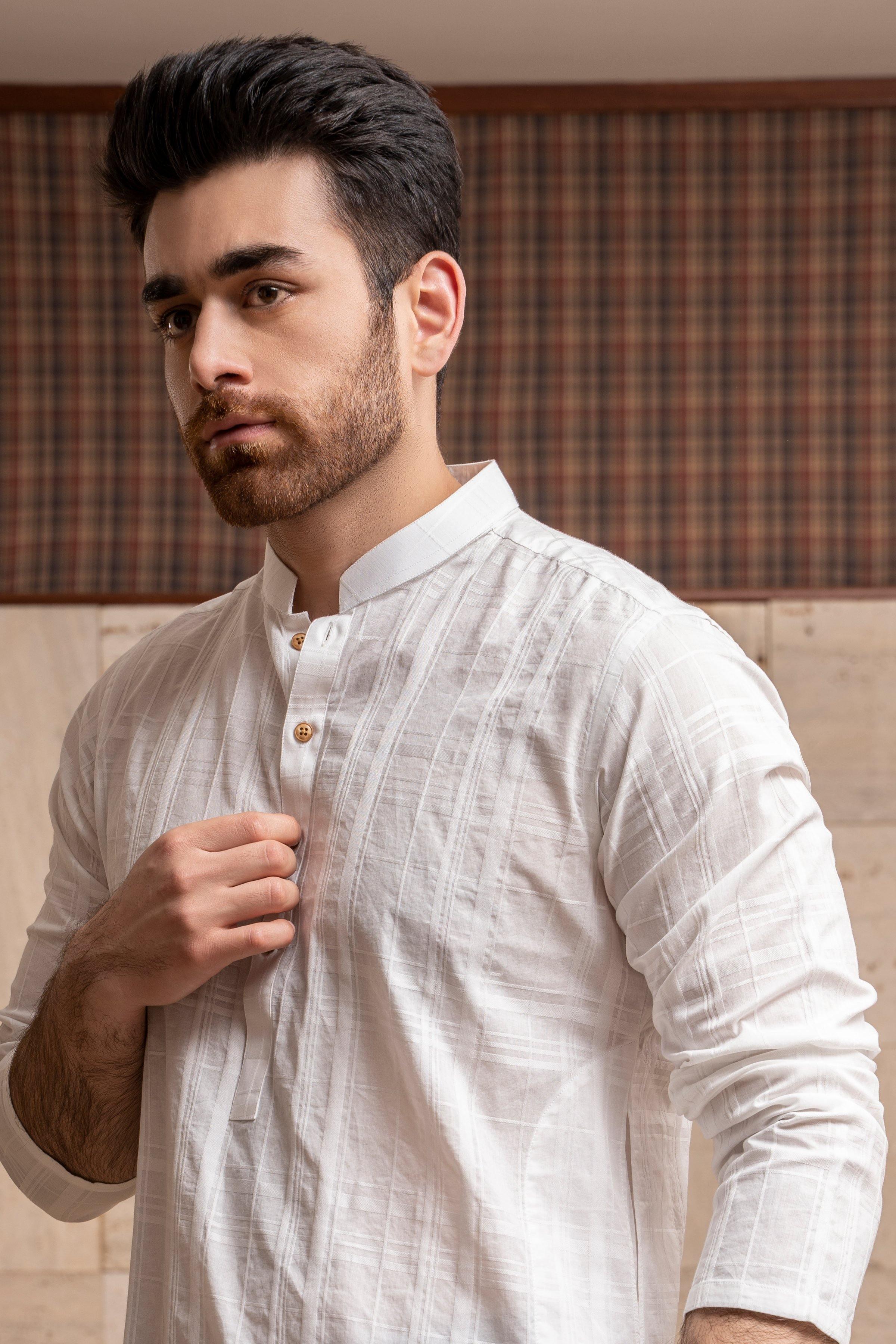 KURTA BAN COLLAR OFF WHITE - Image 3