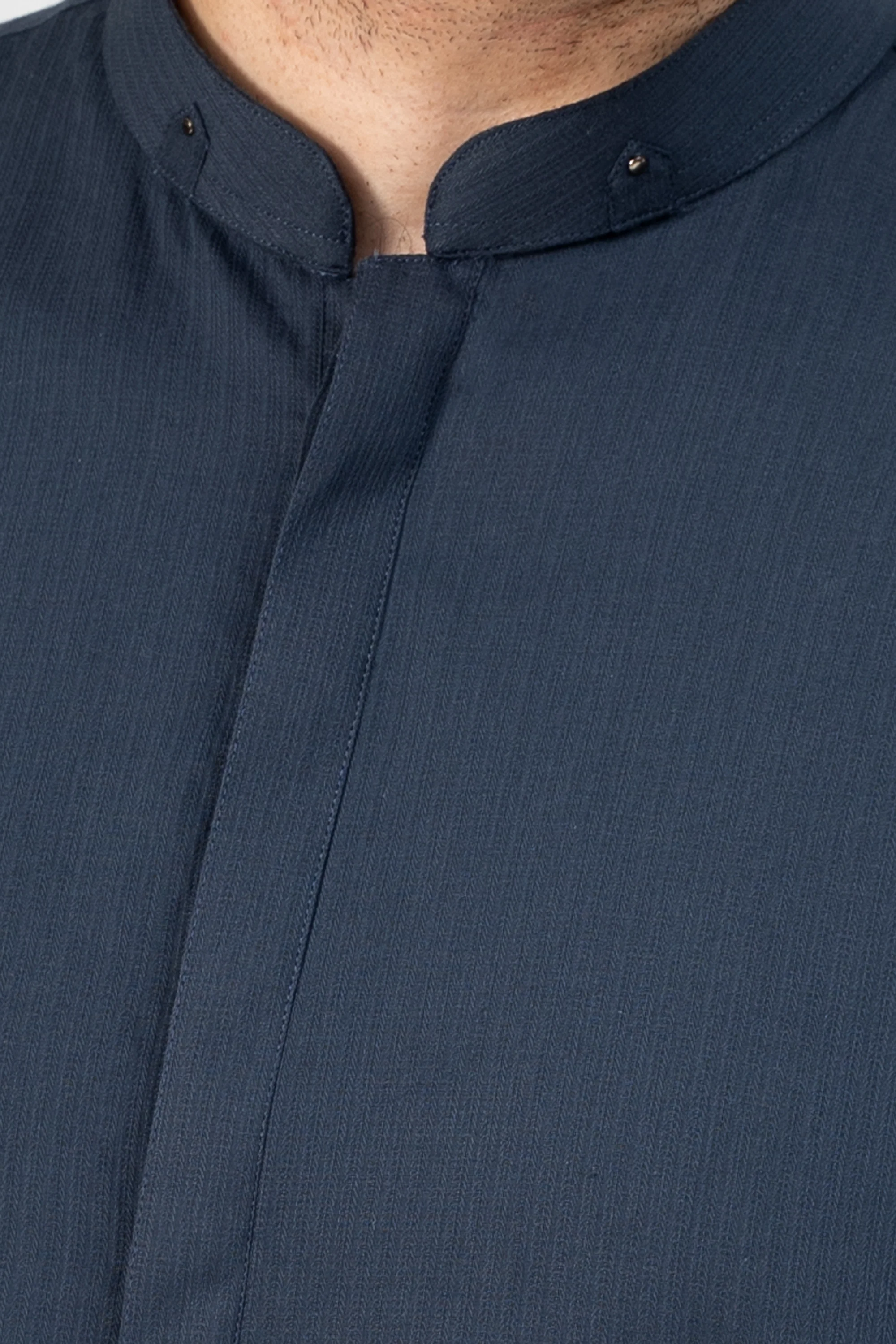 SELF DOBBY KURTA PAJAMA TEAL BLUE - Image 4