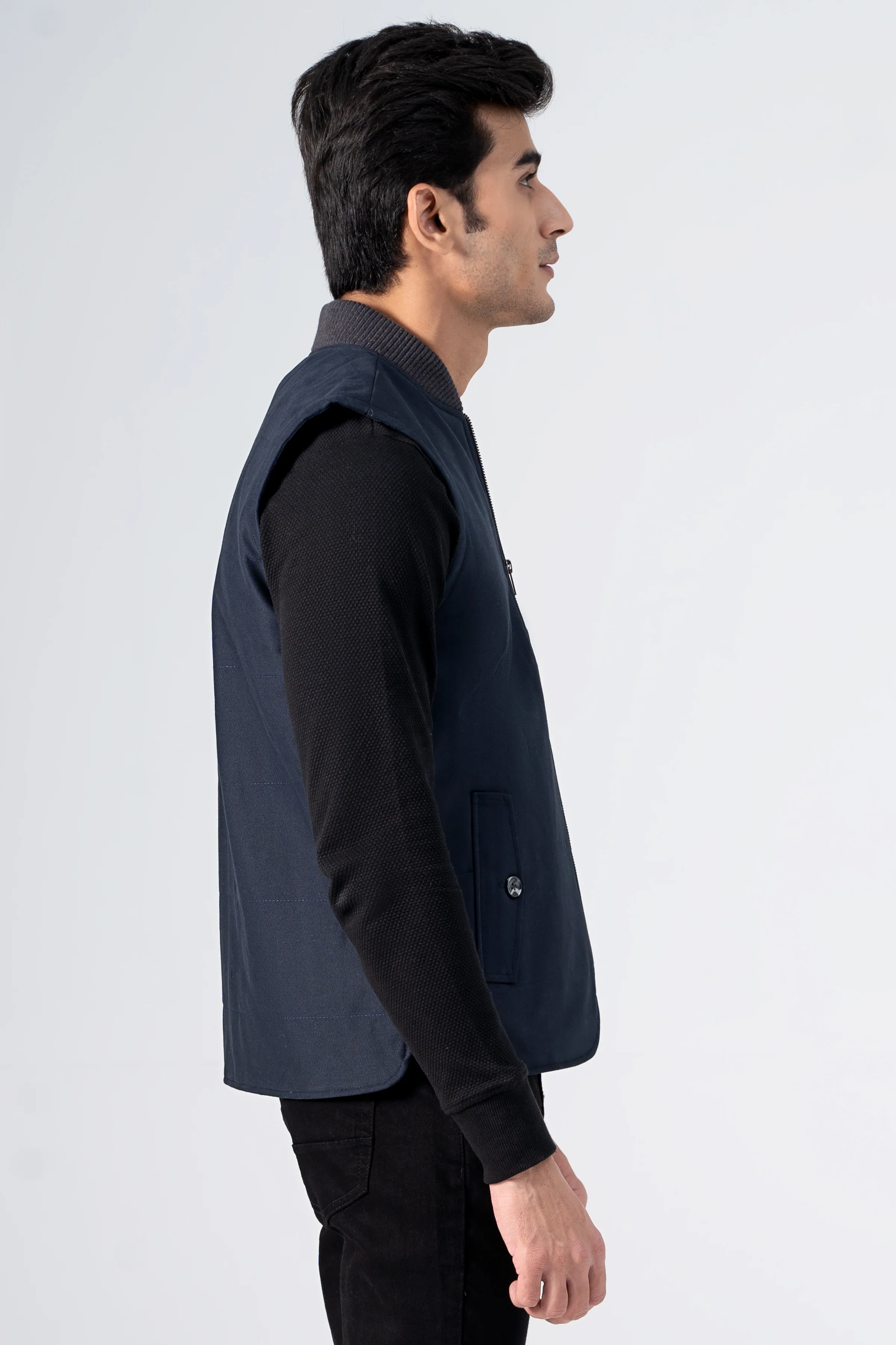 Quilted Wadded Jacket Navy - Image 3