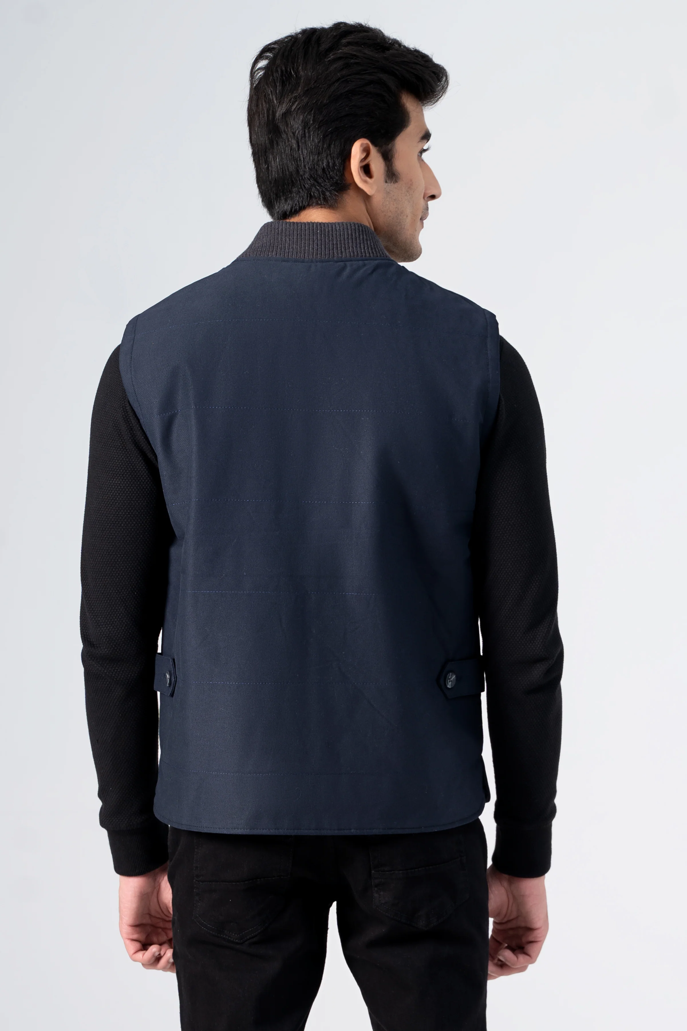 Quilted Wadded Jacket Navy - Image 4