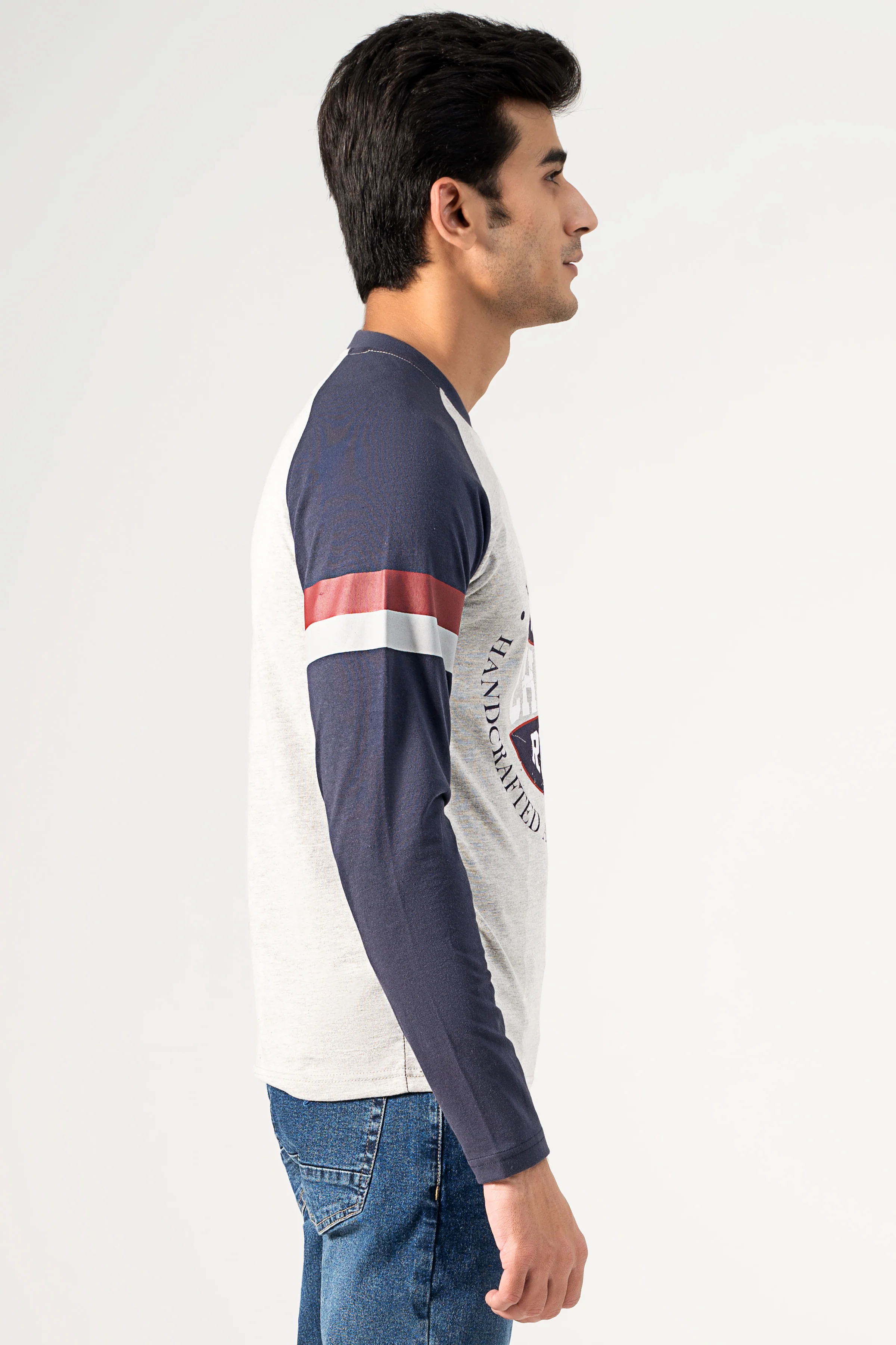 RAGLAN SLEEVE T-SHIRT GREY NAVY - Image 3