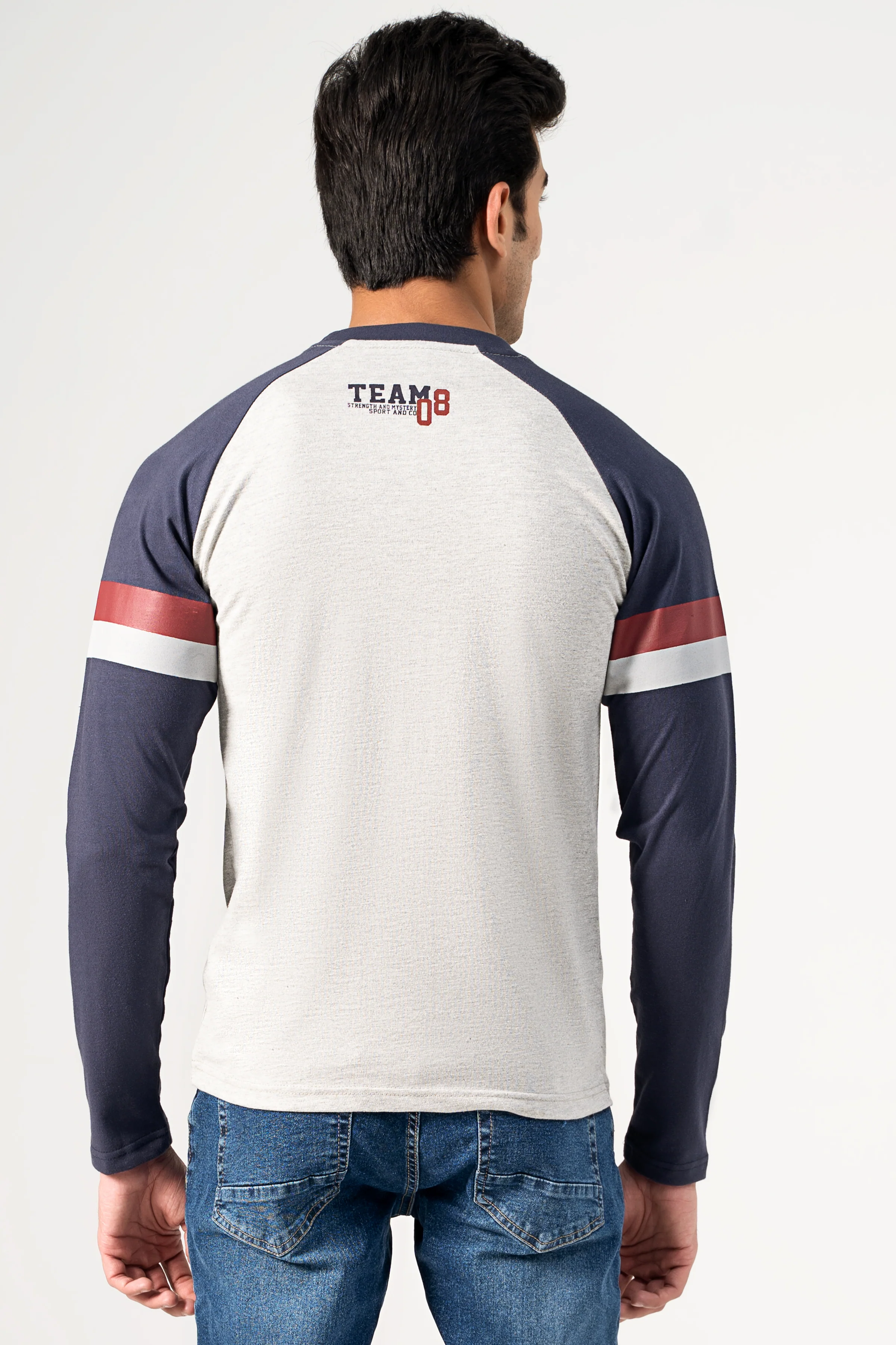 RAGLAN SLEEVE T-SHIRT GREY NAVY - Image 4