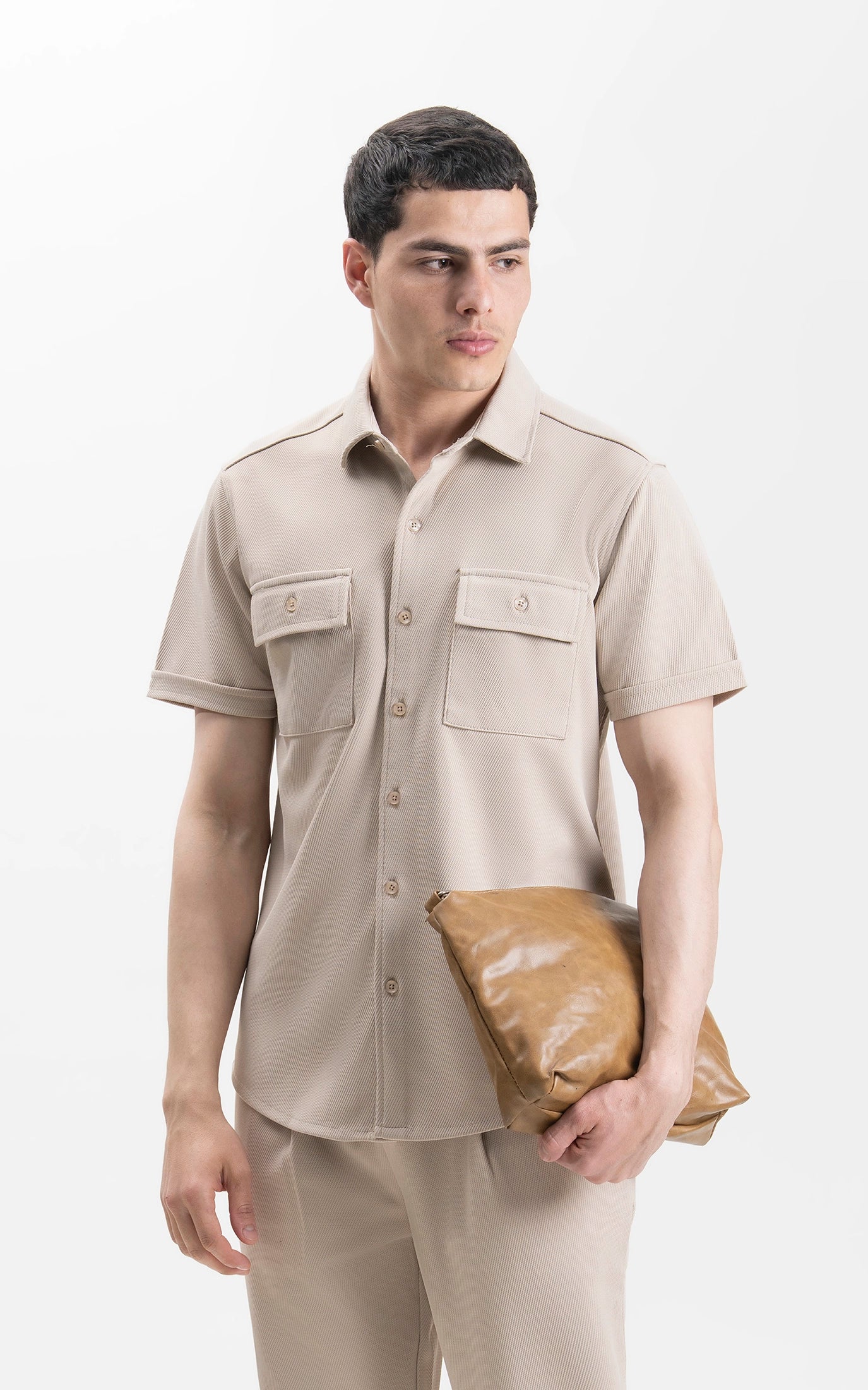 REGULAR COLLAR CASUAL SHIRT KHAKI - Image 3