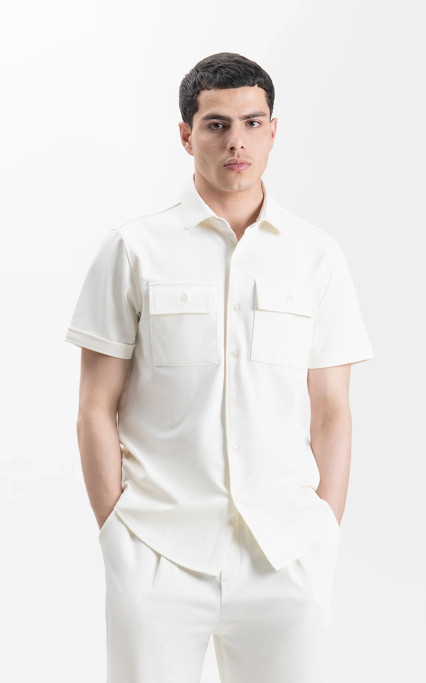 REGULAR COLLAR CASUAL SHIRT OFF WHITE - Image 3