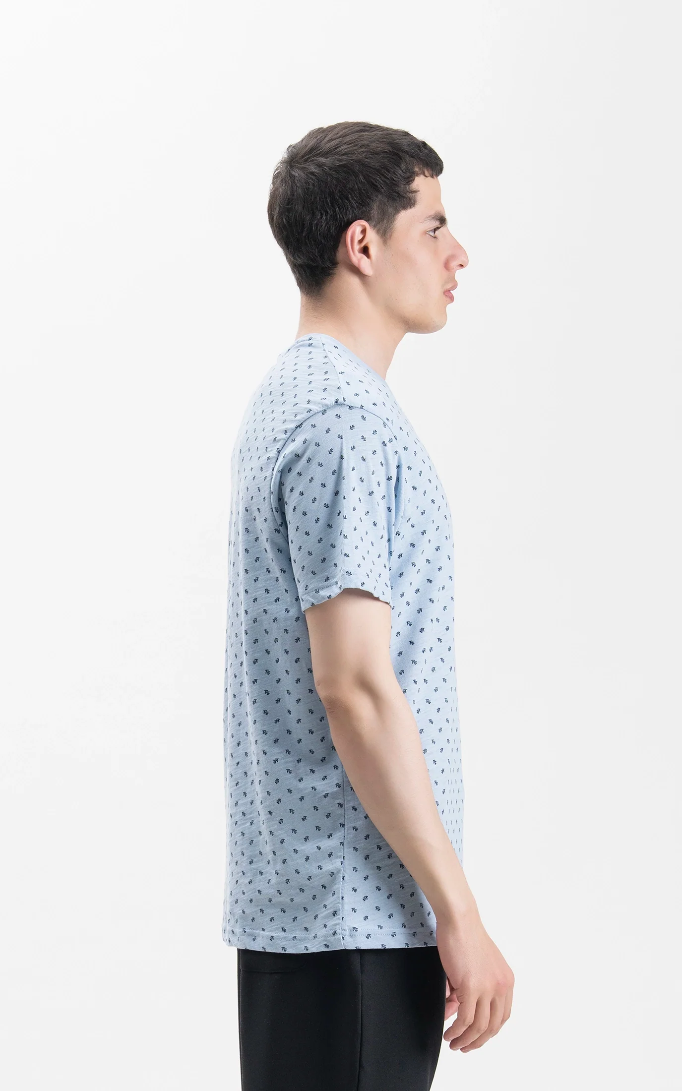 REGULAR FIT CREW NECK PRINTED T-SHIRT SKY BLUE - Image 4