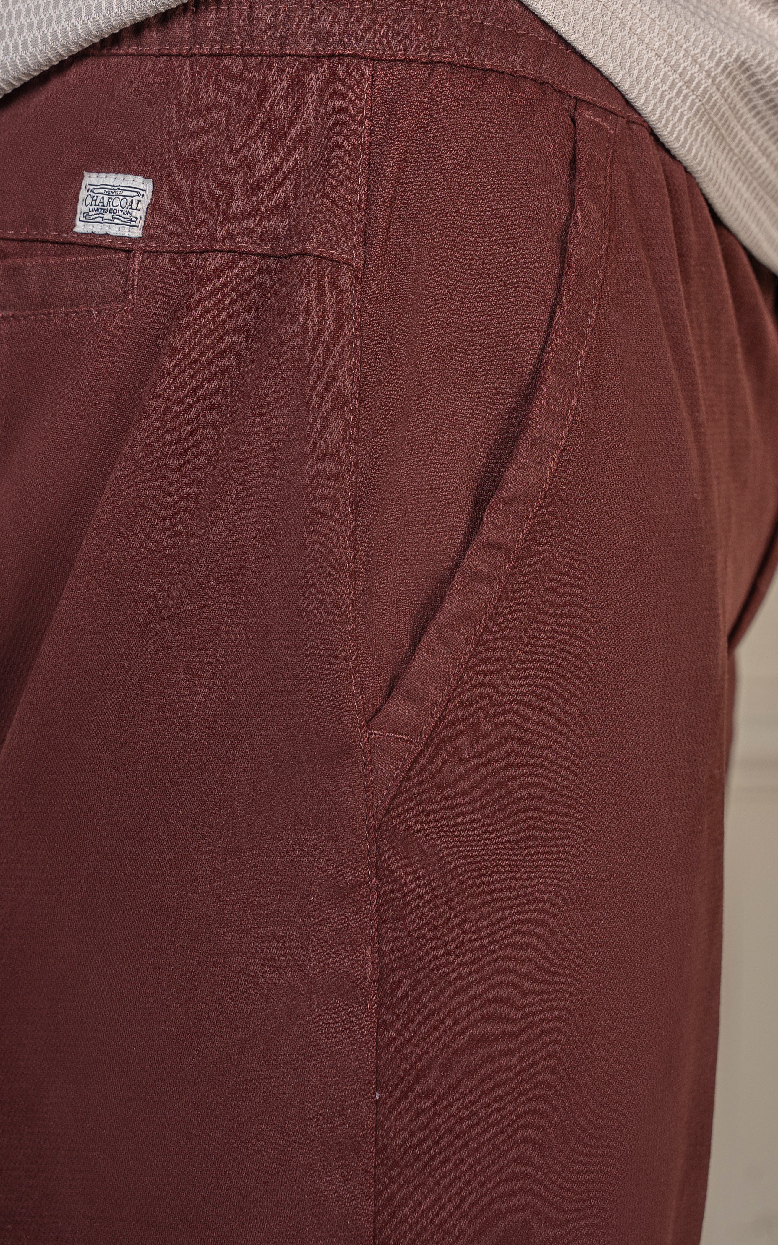 REGULAR FIT DOBBY SHORT MAROON - Image 3