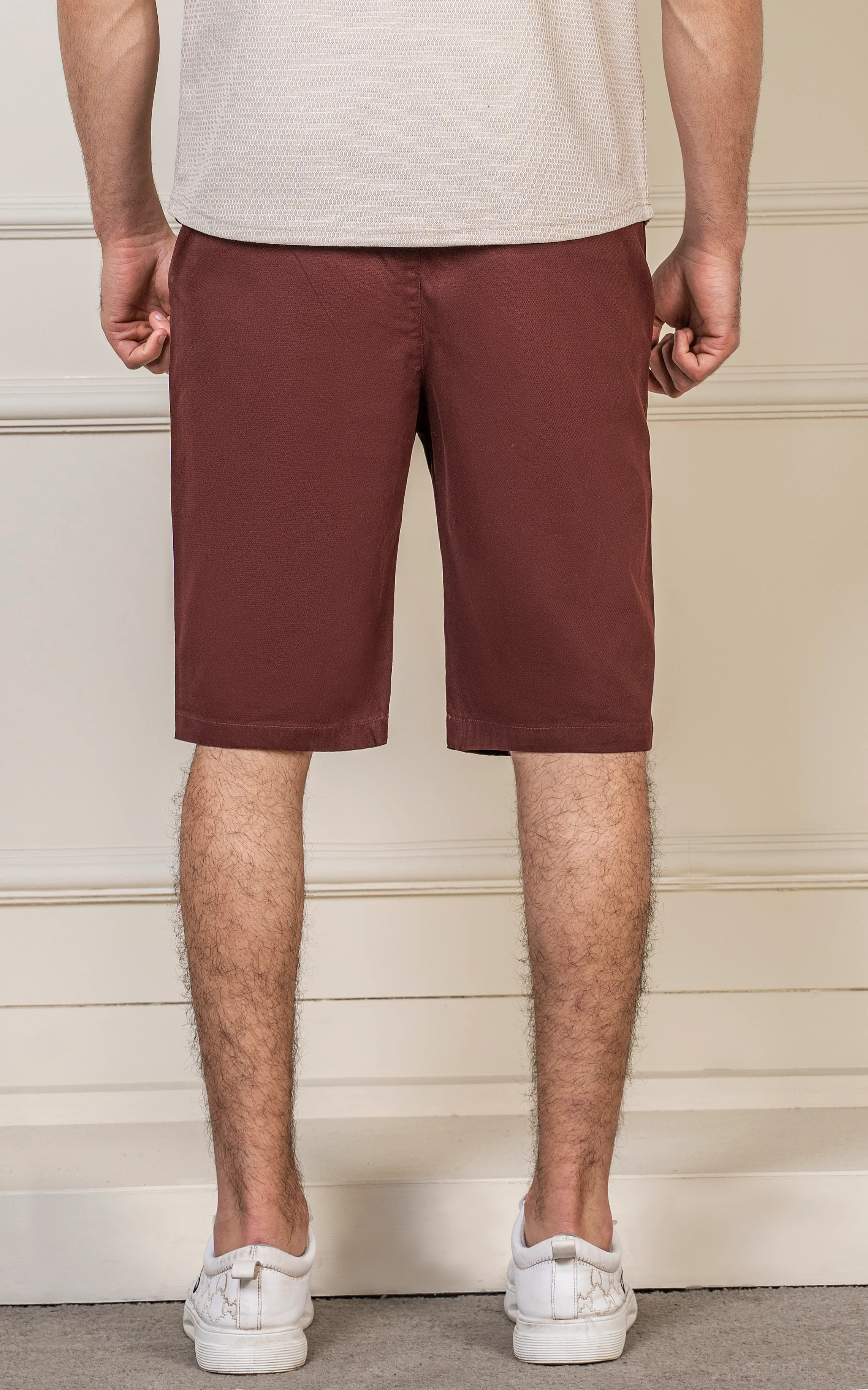 REGULAR FIT DOBBY SHORT MAROON - Image 4