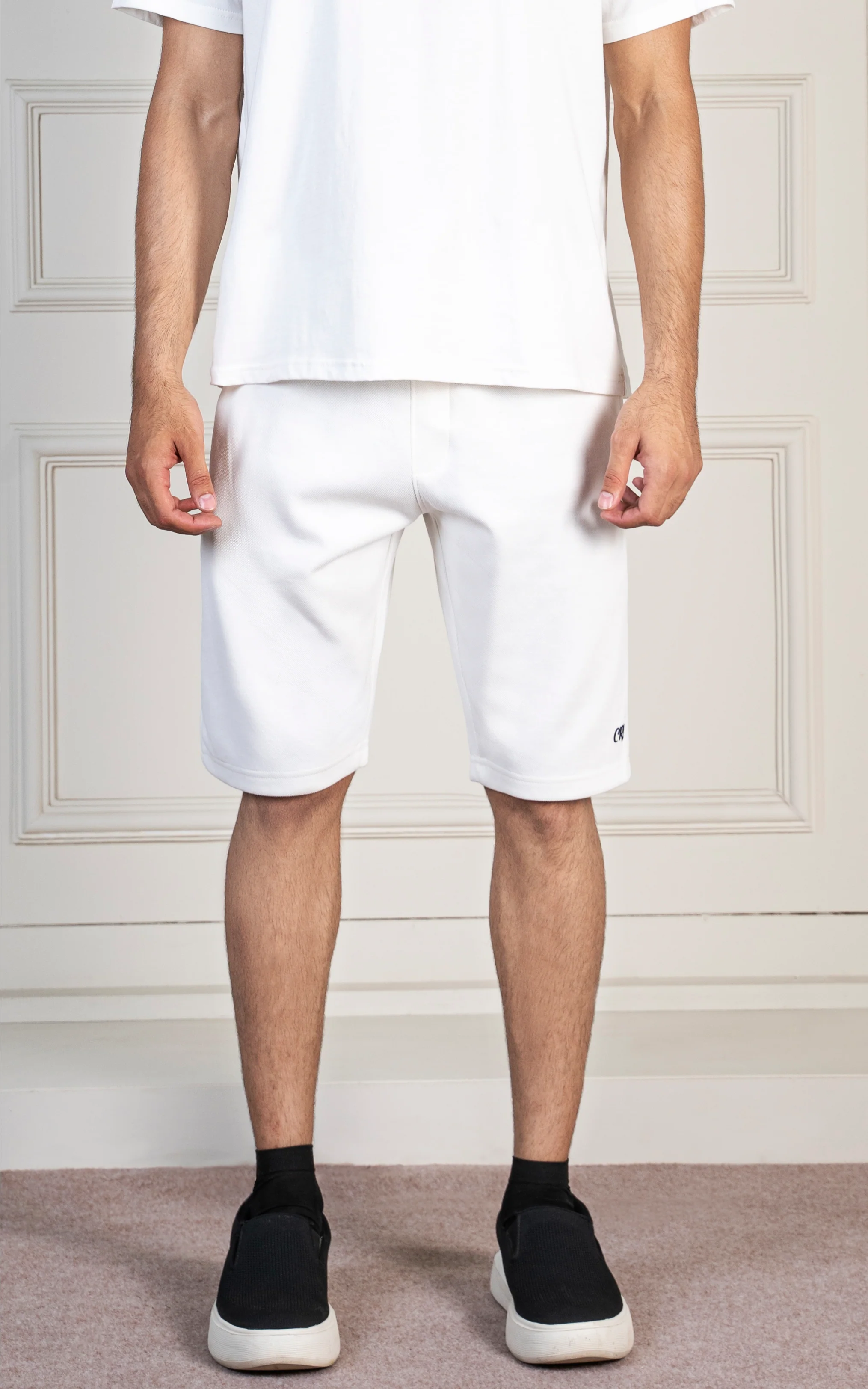 SLIM FIT PIQUE INTERLOCK SHORT WHITE - Image 3