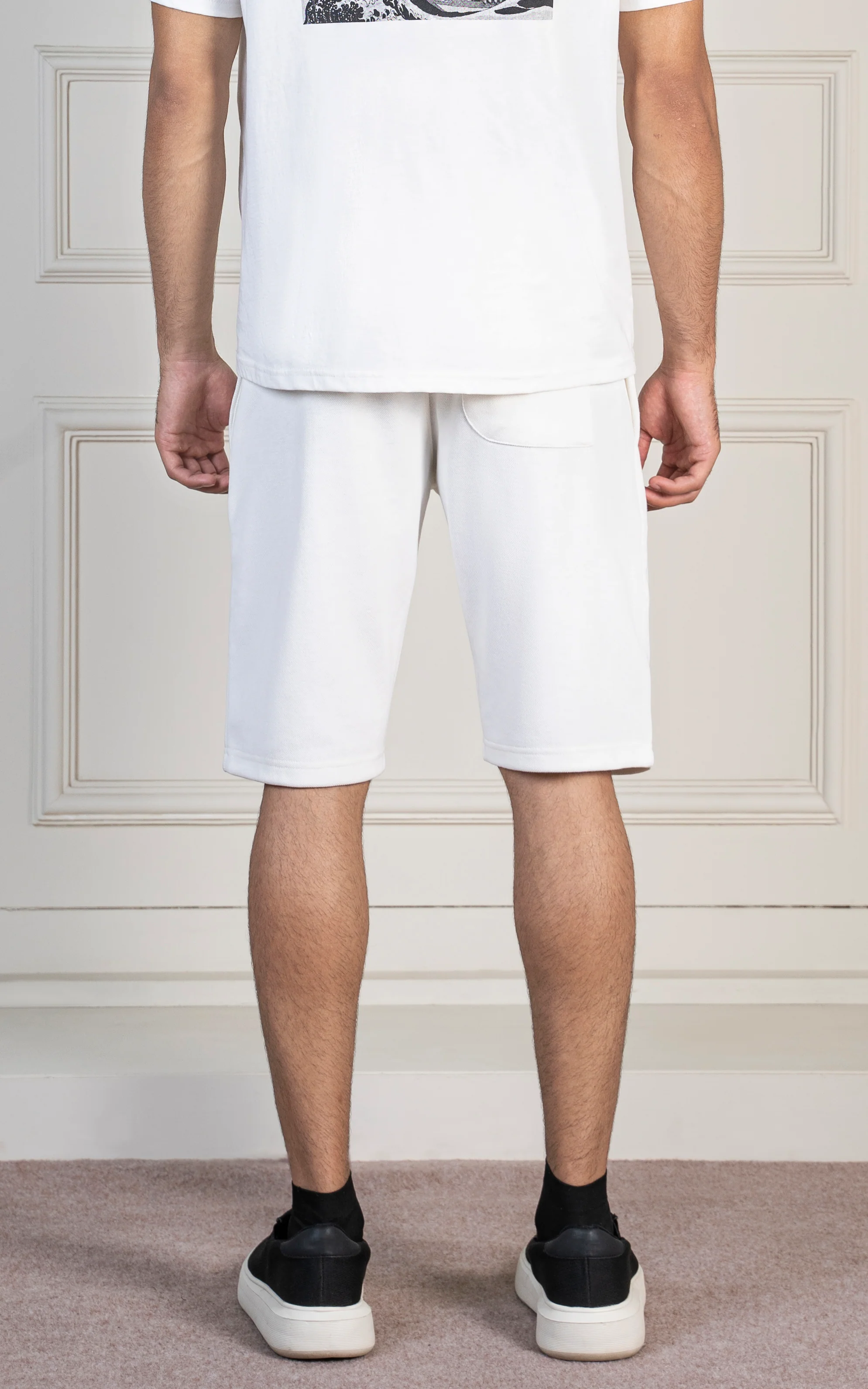 SLIM FIT PIQUE INTERLOCK SHORT WHITE - Image 4