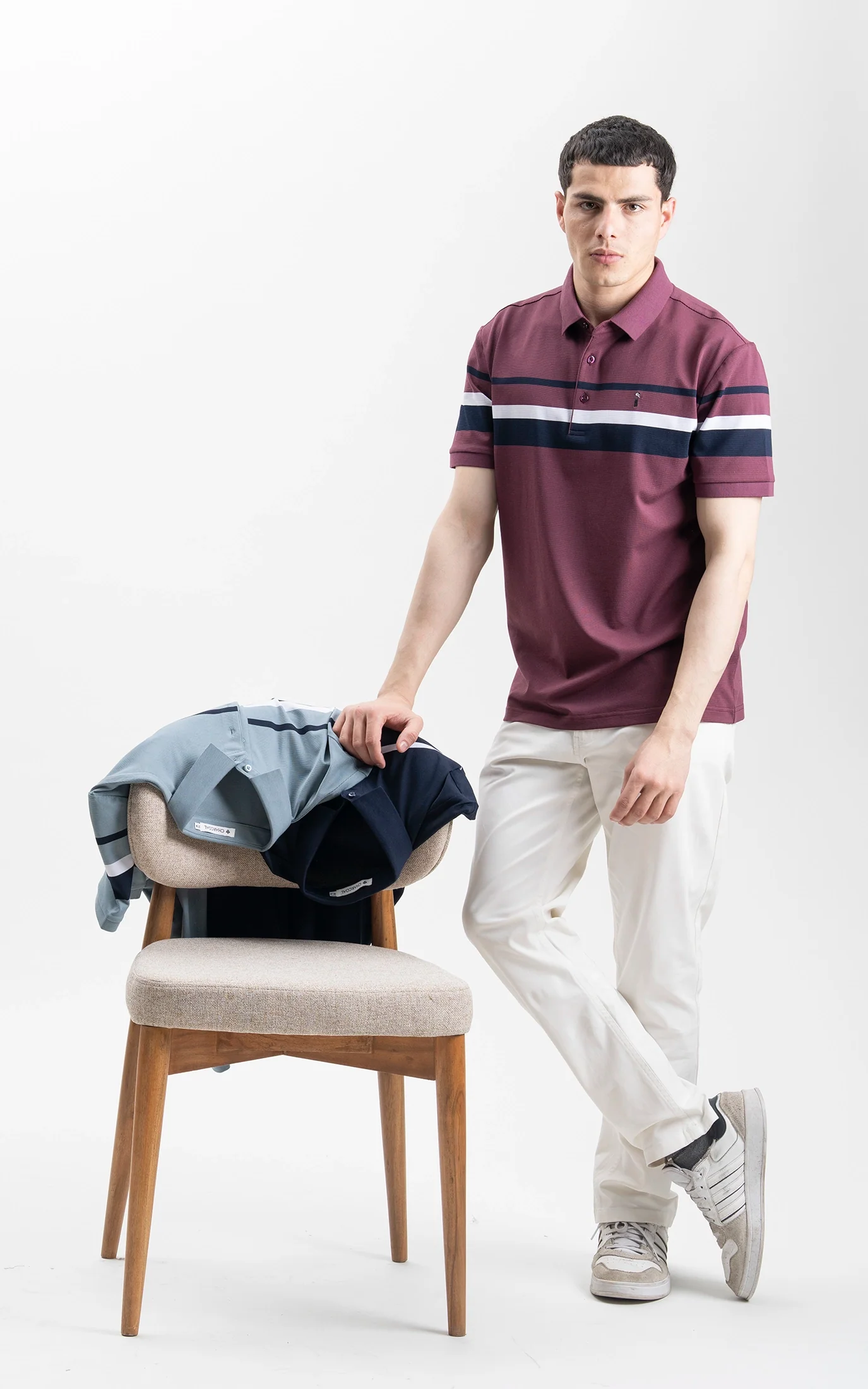 SMART FIT CLASSIC PREMIUM STRIPED POLO SHIRT PURPLE - Image 3