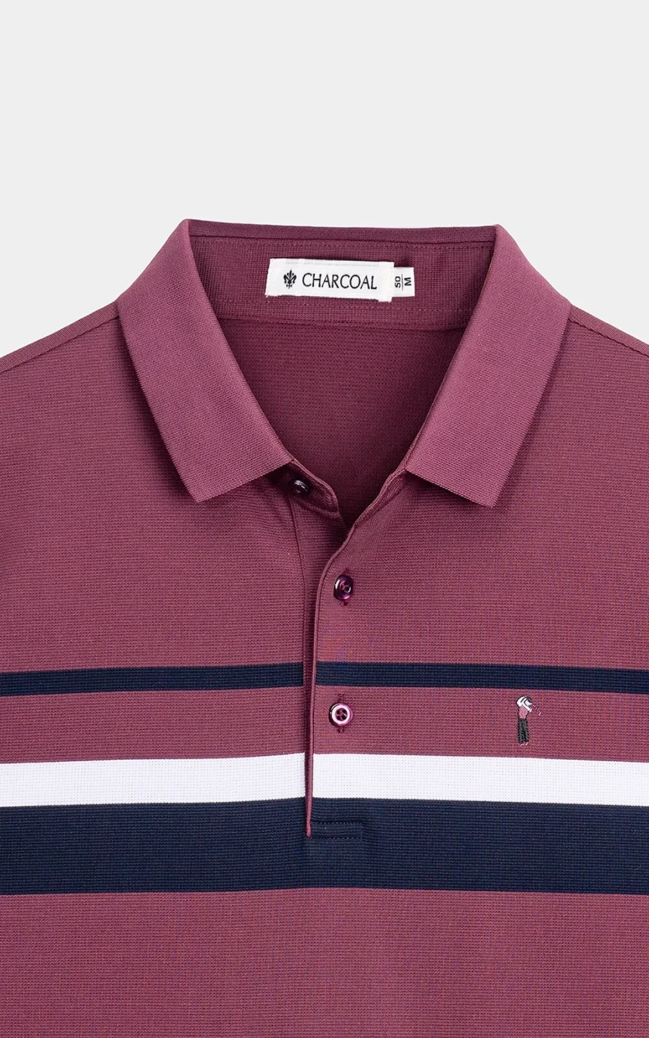 SMART FIT CLASSIC PREMIUM STRIPED POLO SHIRT PURPLE - Image 4