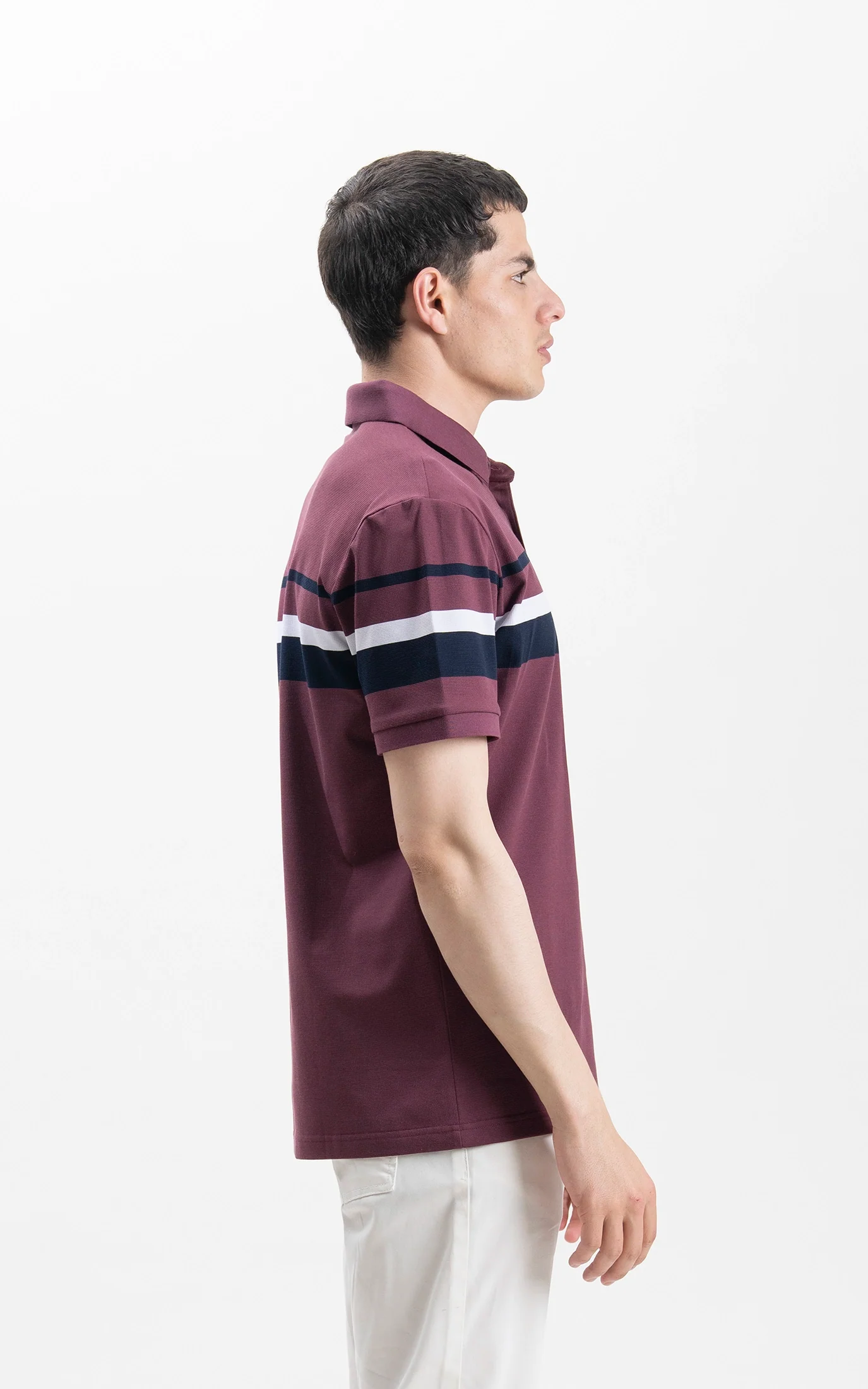 SMART FIT CLASSIC PREMIUM STRIPED POLO SHIRT PURPLE - Image 5