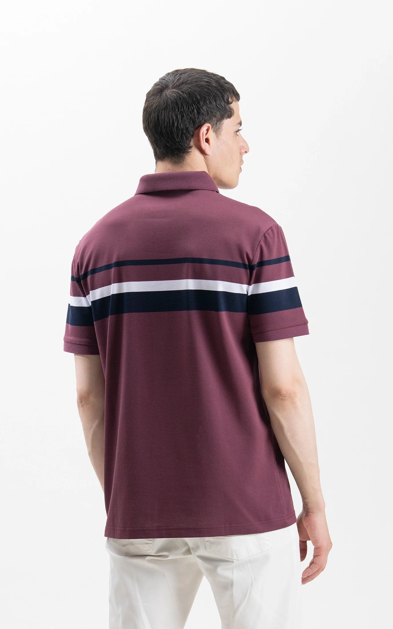 SMART FIT CLASSIC PREMIUM STRIPED POLO SHIRT PURPLE - Image 6