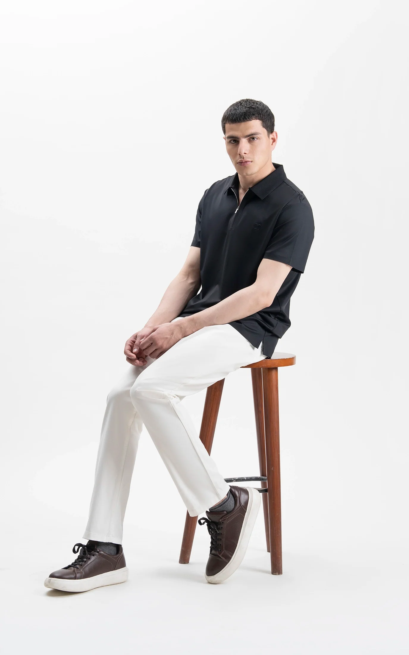 SMART FIT PREMIUM ZIP POLO SHIRT BLACK - Image 3