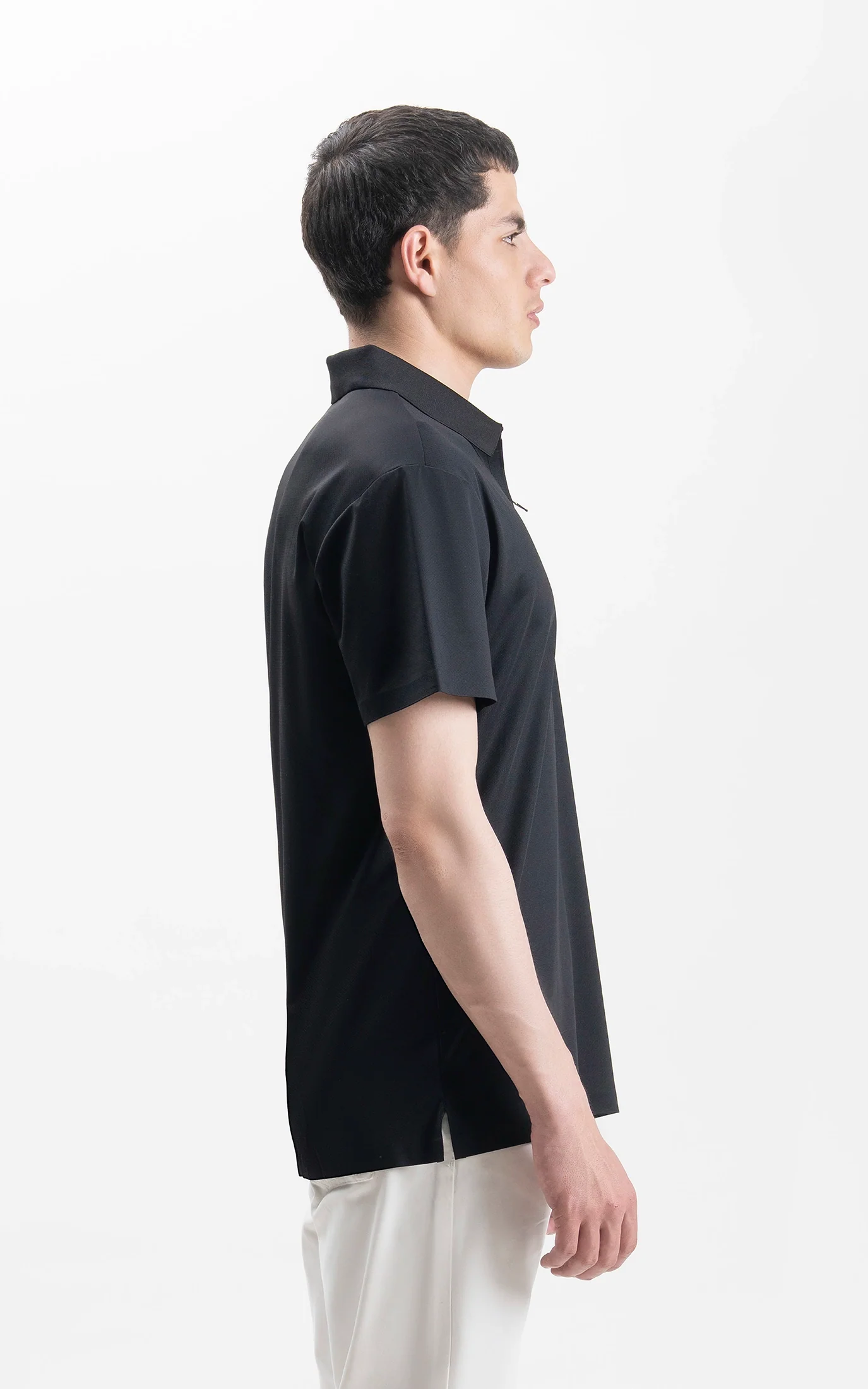 SMART FIT PREMIUM ZIP POLO SHIRT BLACK - Image 4