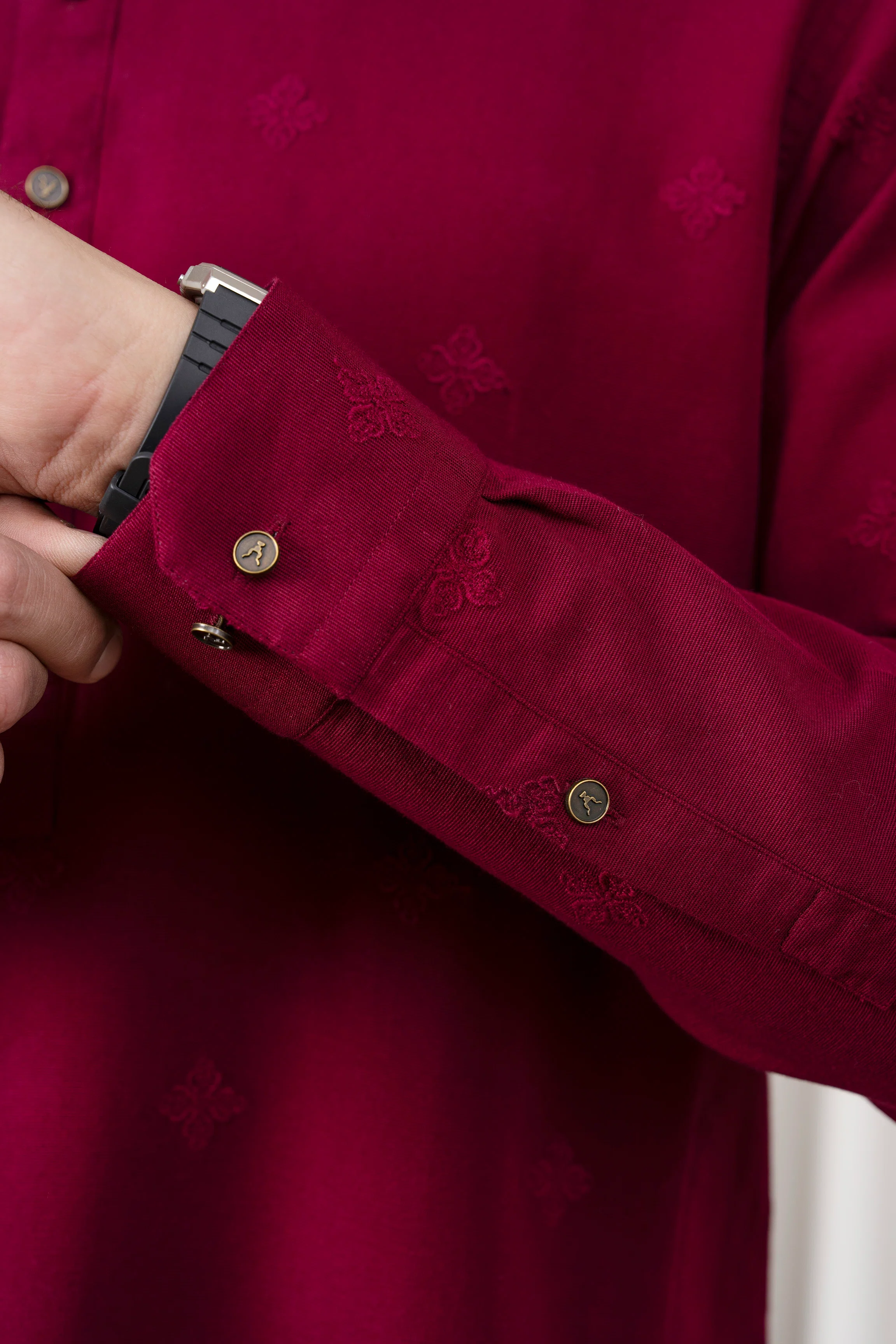 SPRAY EMBROIDERED KURTA PAJAMA - PREMIUM COLLECTION MAROON - Image 7