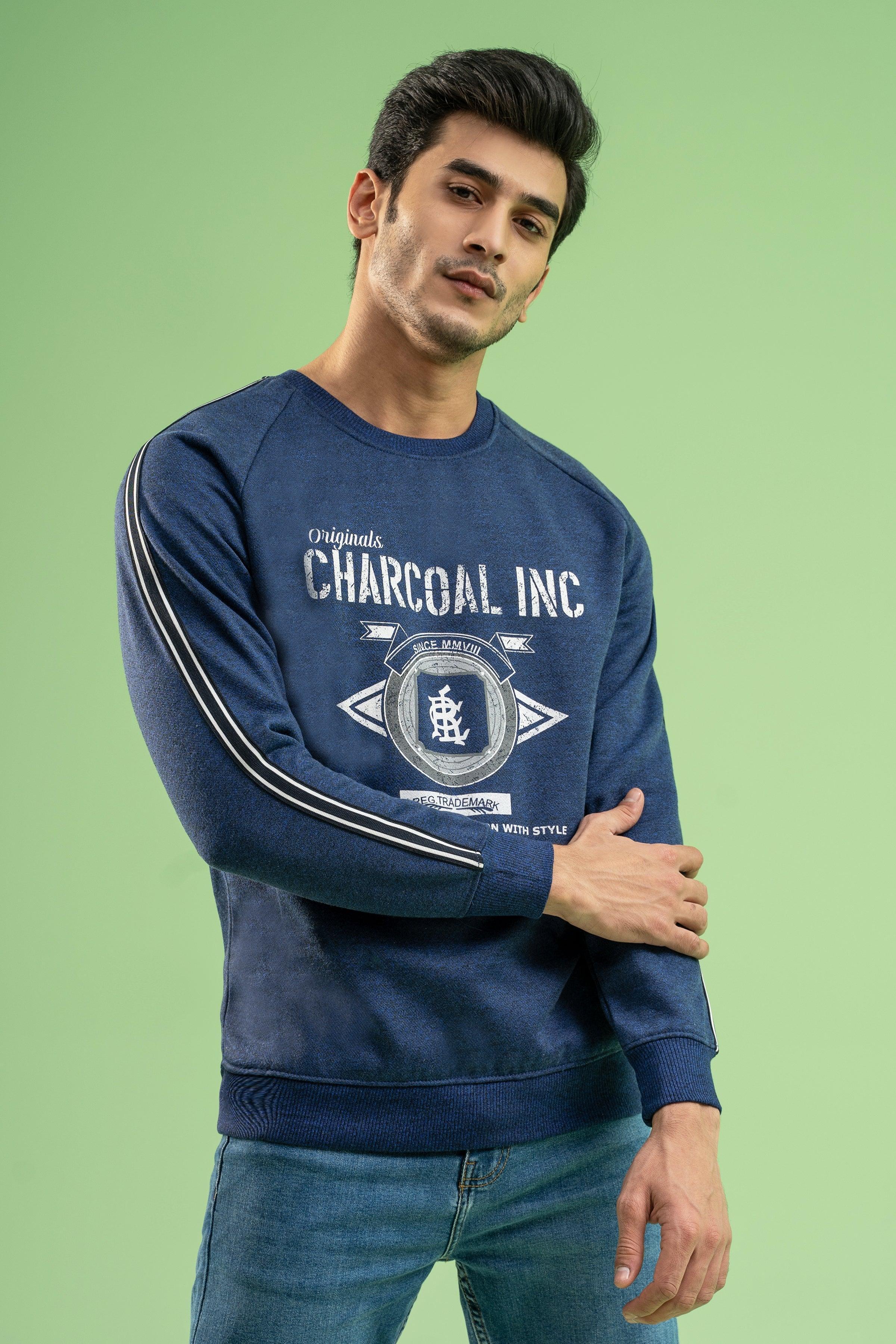 CHAIN YARN FLEECE SWEAT SHIRT INDIGO BLUE - Image 4