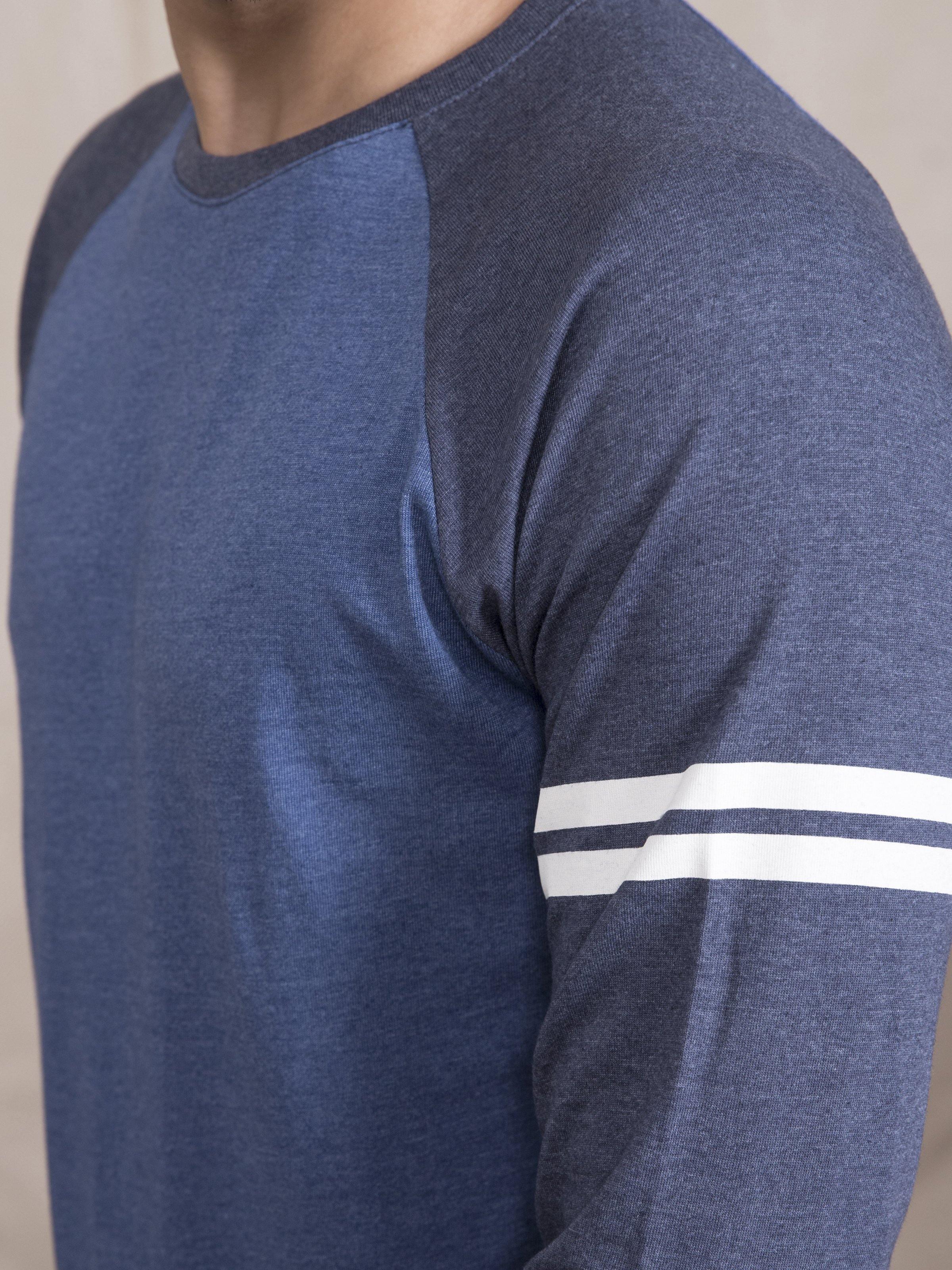 T SHIRT RAGLAN ROUND NECK FULL SLEEVE NAVY BLUE - Image 4