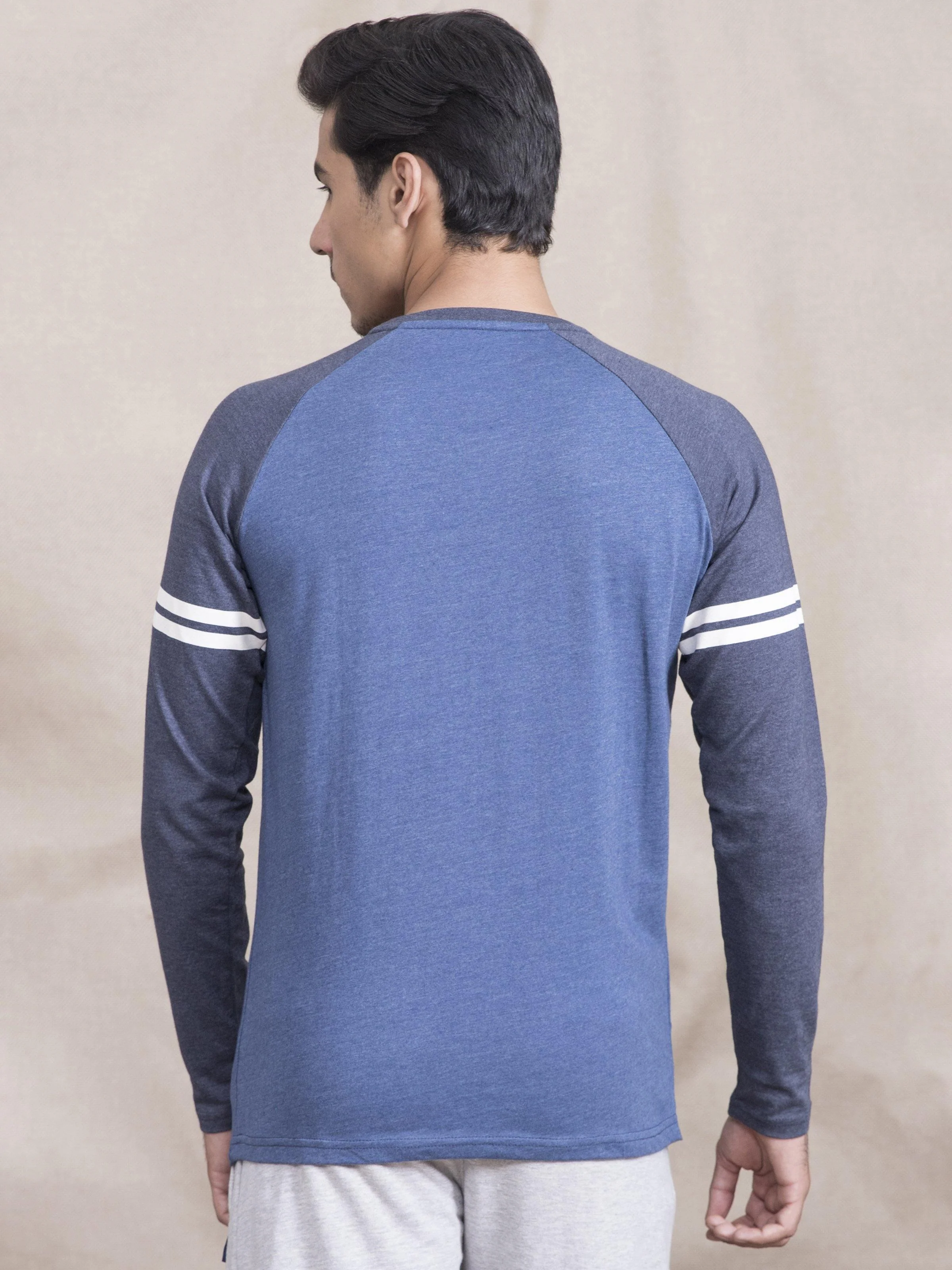 T SHIRT RAGLAN ROUND NECK FULL SLEEVE NAVY BLUE - Image 5