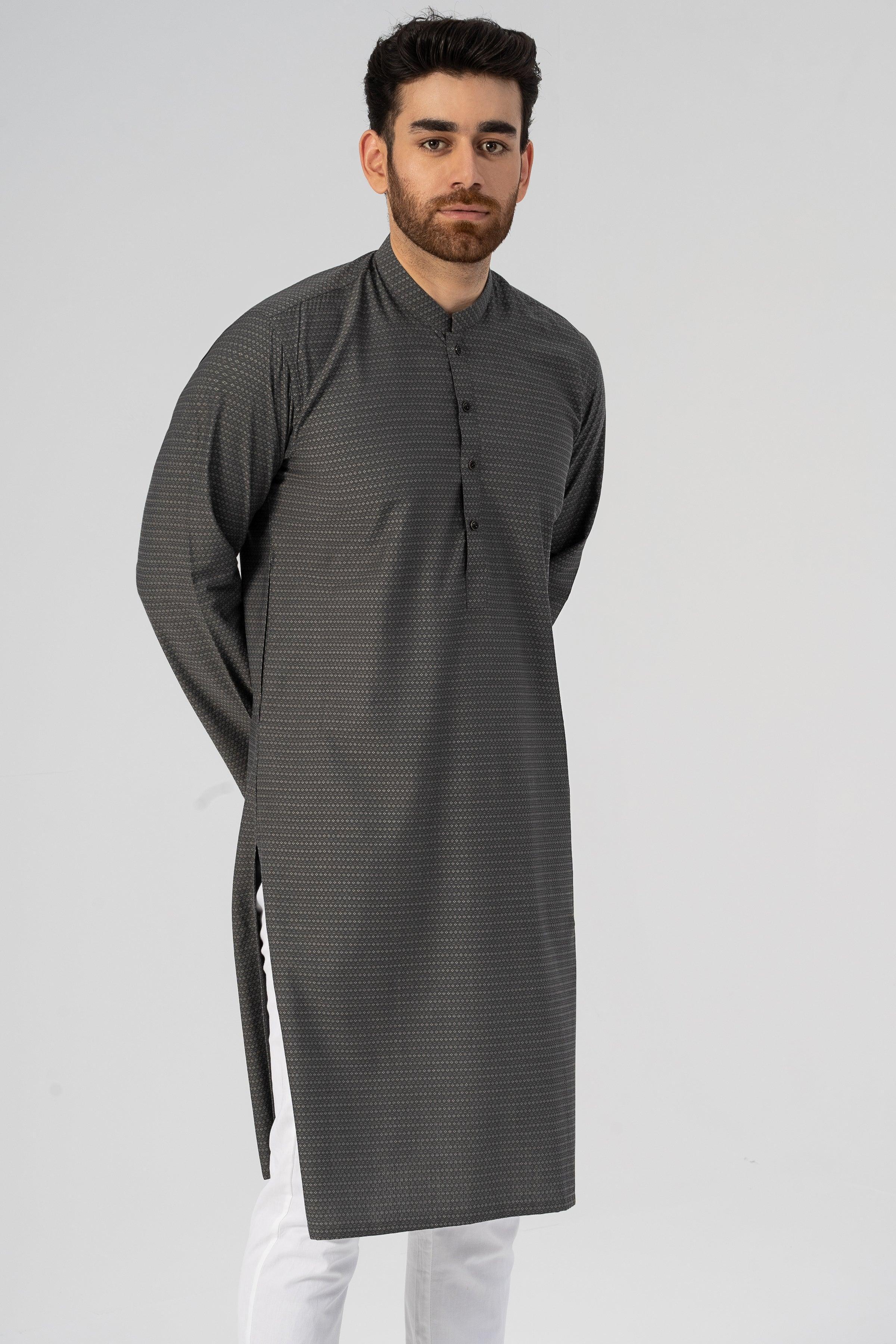 TEXTURED KURTA GREY - Image 3
