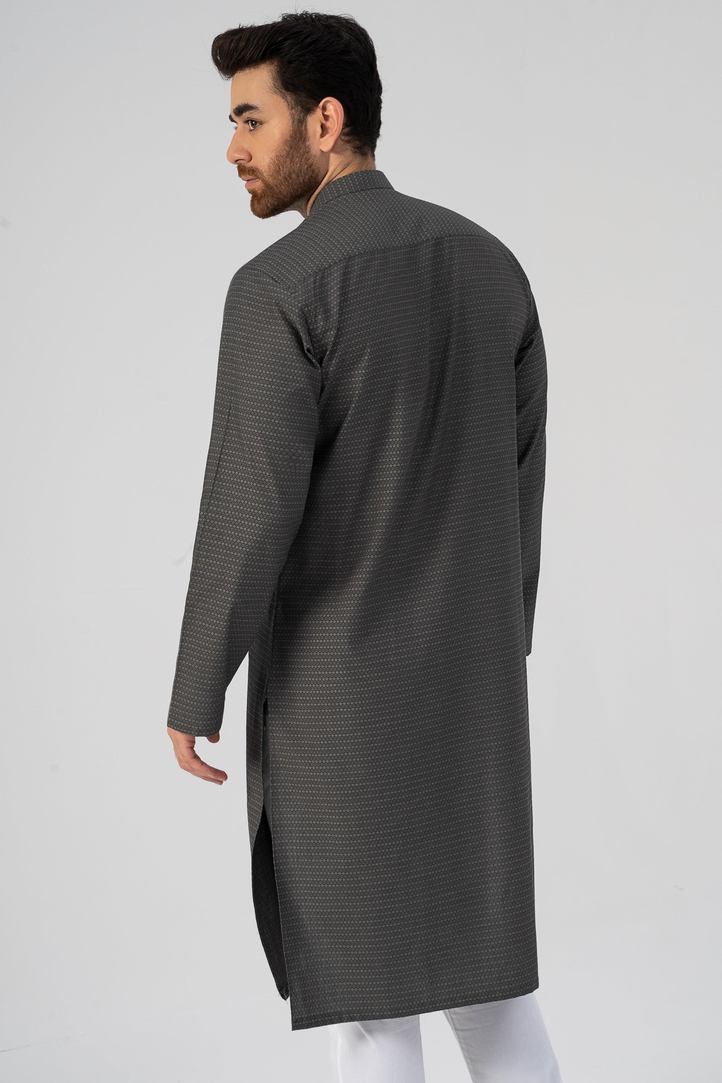 TEXTURED KURTA GREY - Image 4