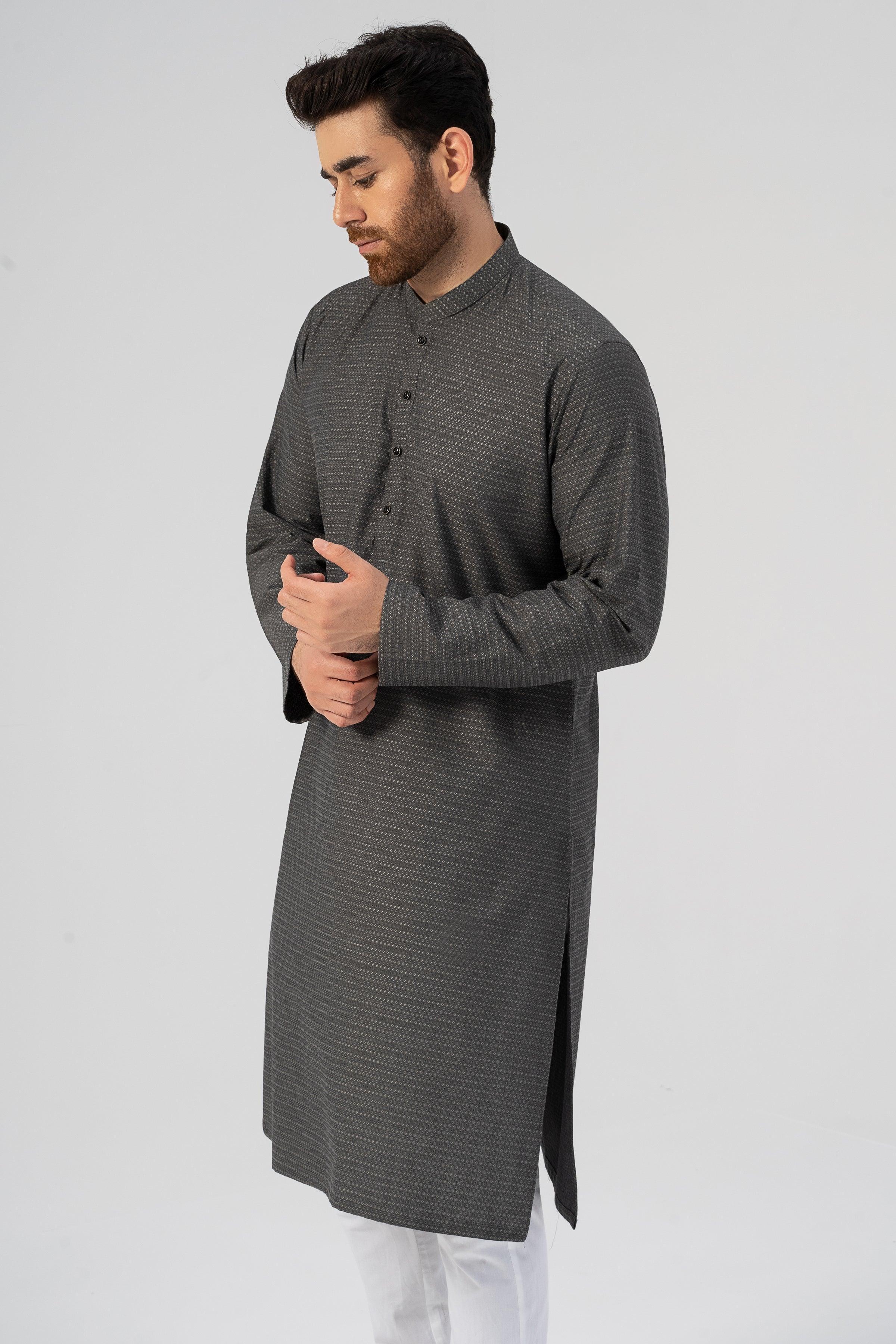 TEXTURED KURTA GREY - Image 5