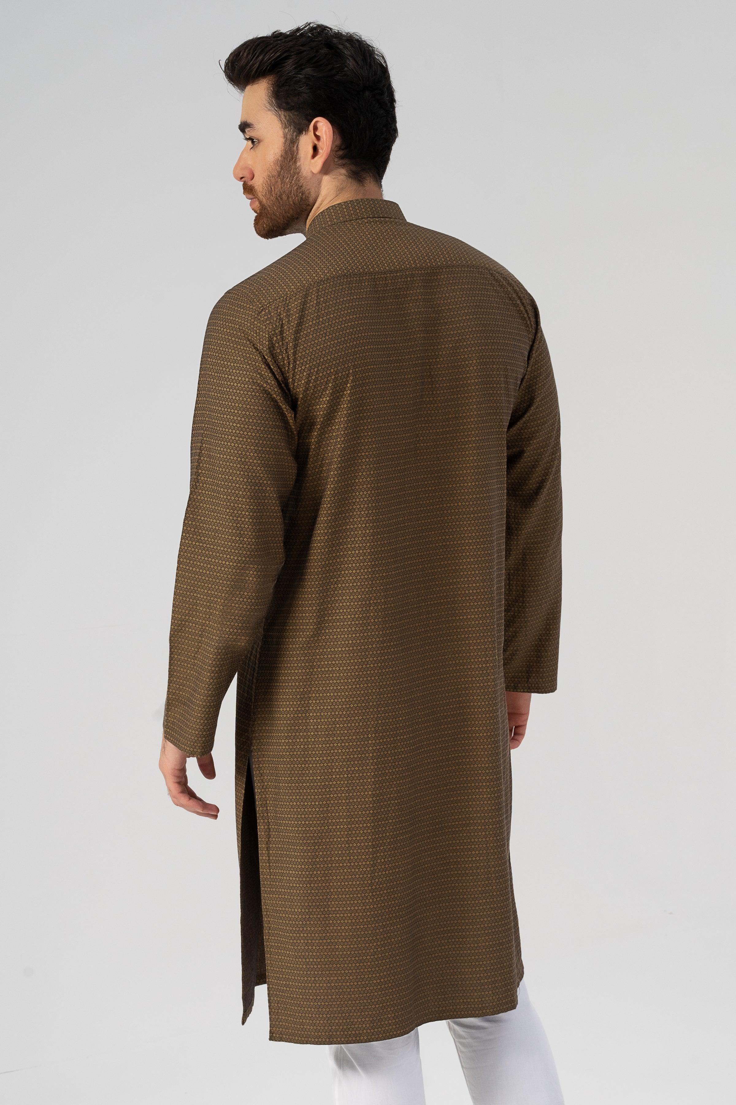 TEXTURED KURTA MUSTARD - Image 5